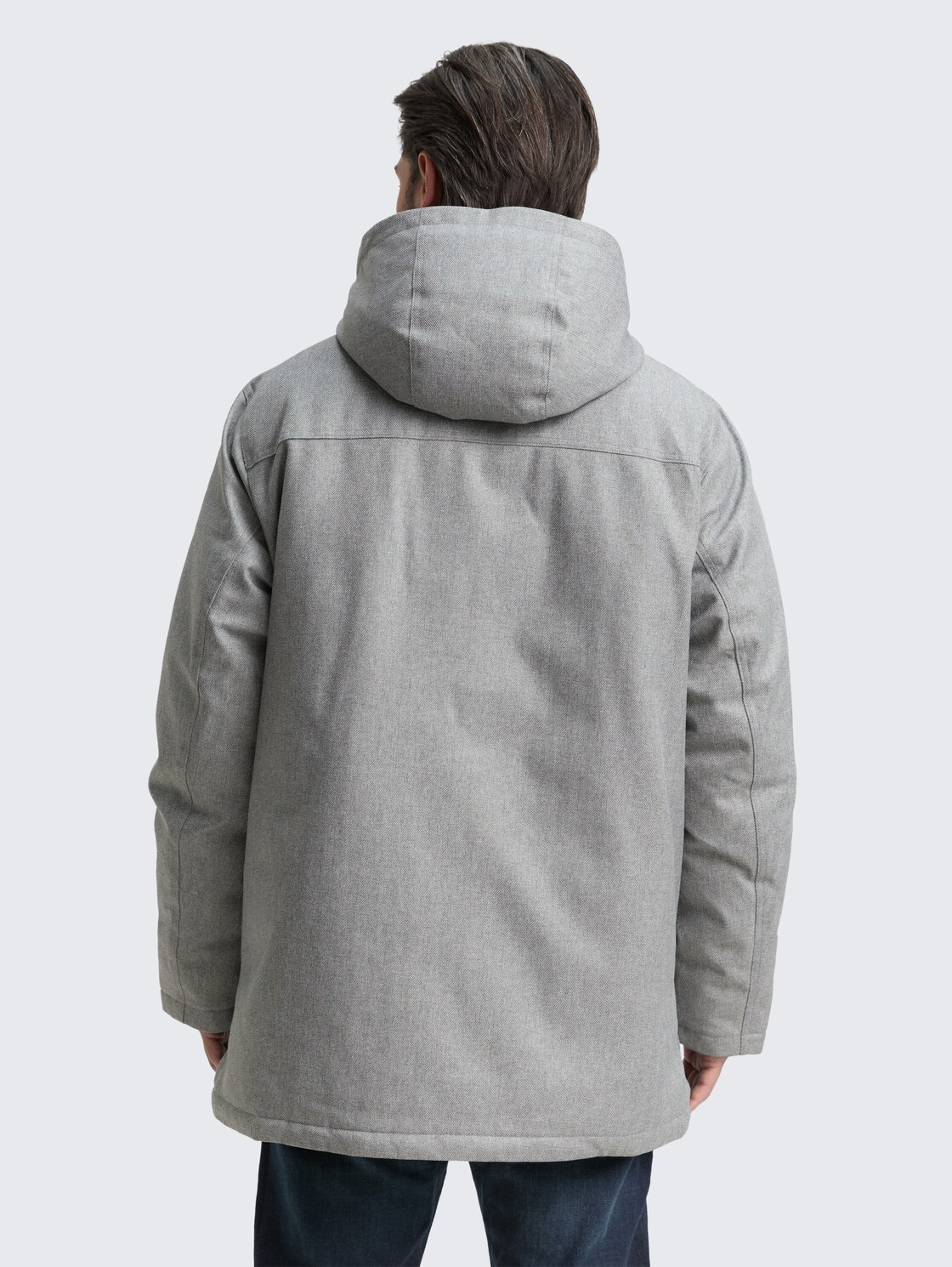 Arctic Parka mit abnehmbarer Kapuze - grey melange herringbone - Model-Rückansicht