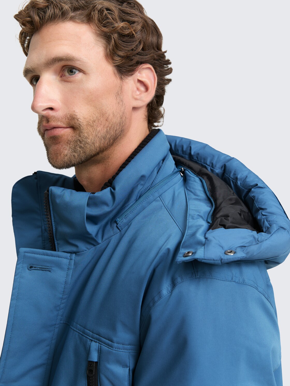 Arctic Parka mit abnehmbarer Kapuze - real teal blue - Detail-Model-Ansicht