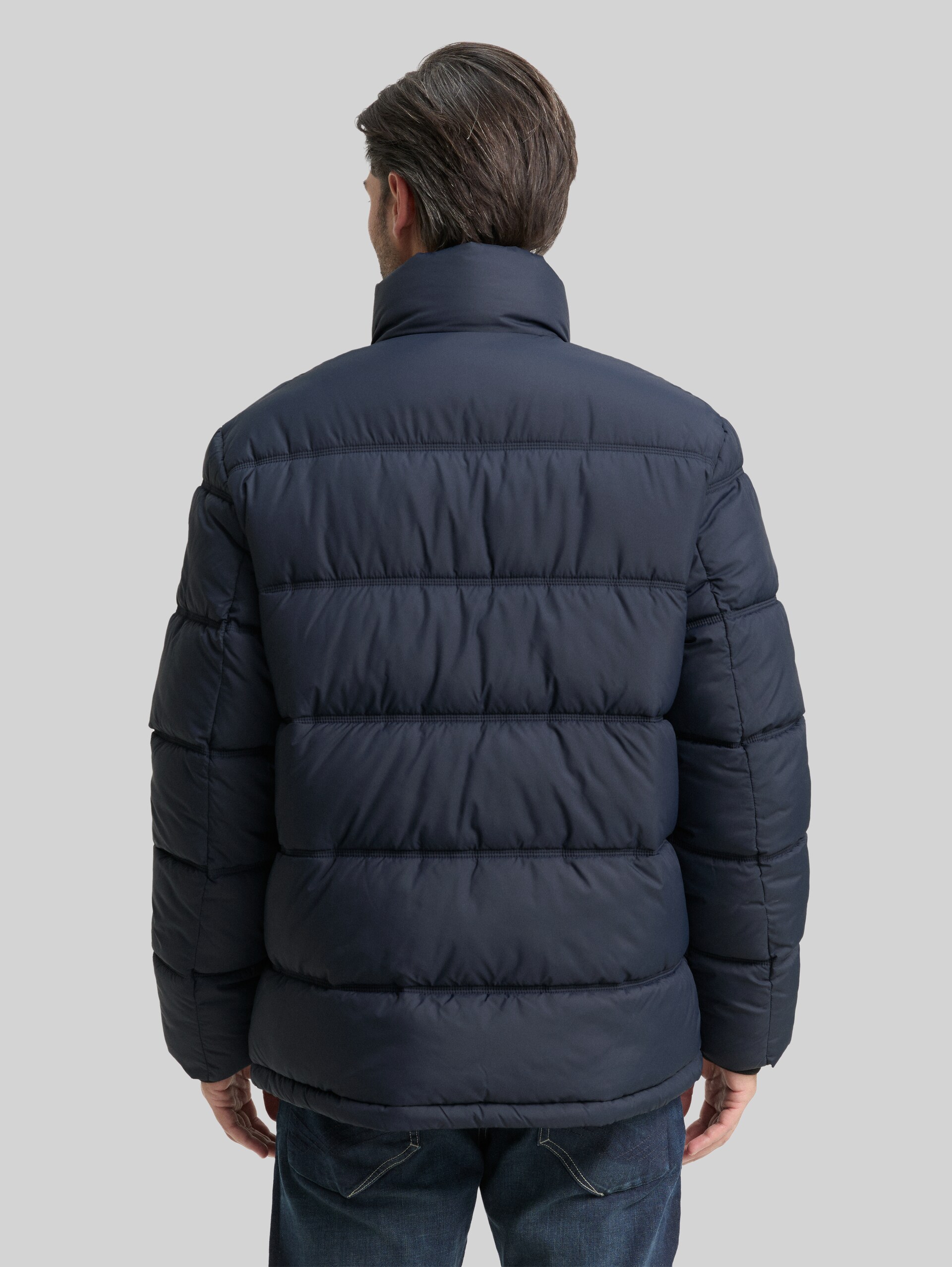 Puffer jacket made from water-repellent material - sky captain blue - Model-back view