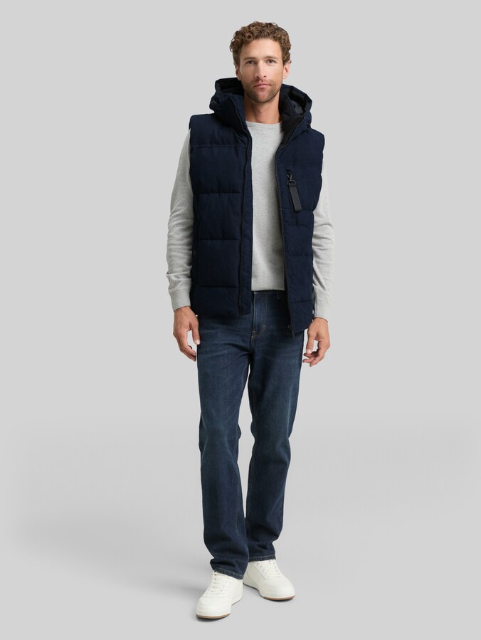 Puffer vest met afneembare capuchon door Men, sky captain blue