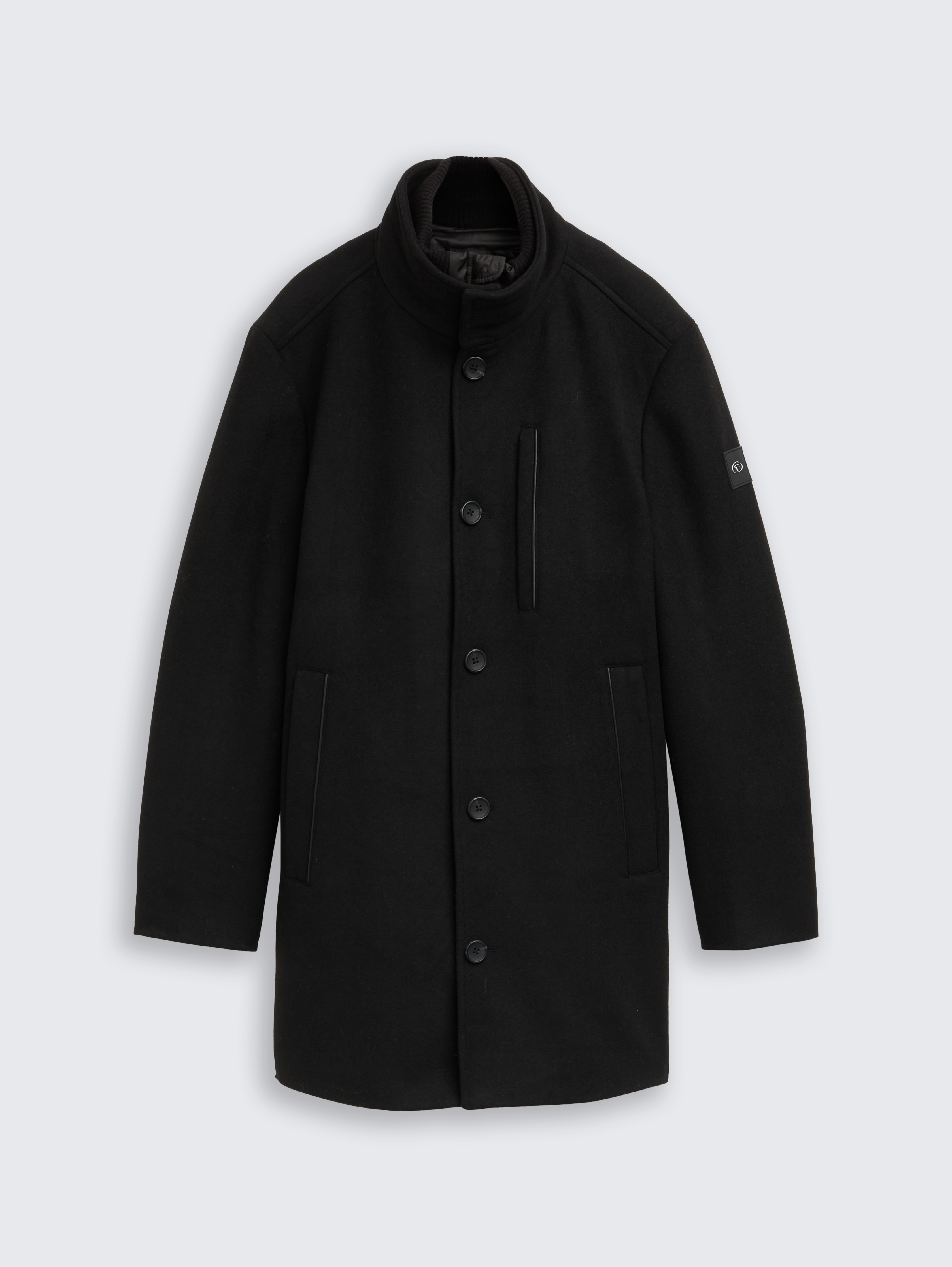 2-in-1 woollen coat with detachable inner jacket in black by Tom