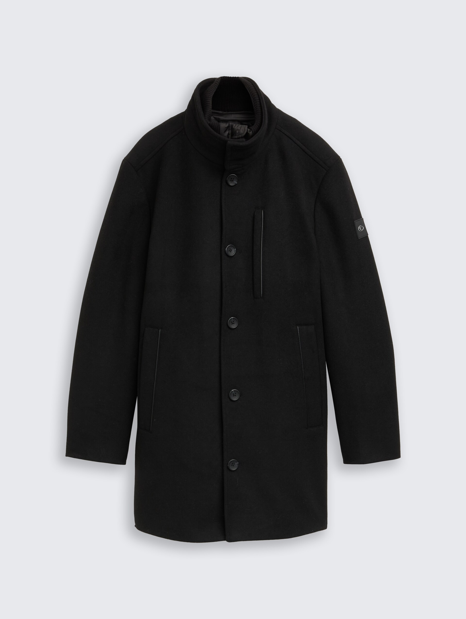 2-in-1 Wollmantel mit abnehmbarer Innenjacke - Black - Vorder-Produkt-Ansicht