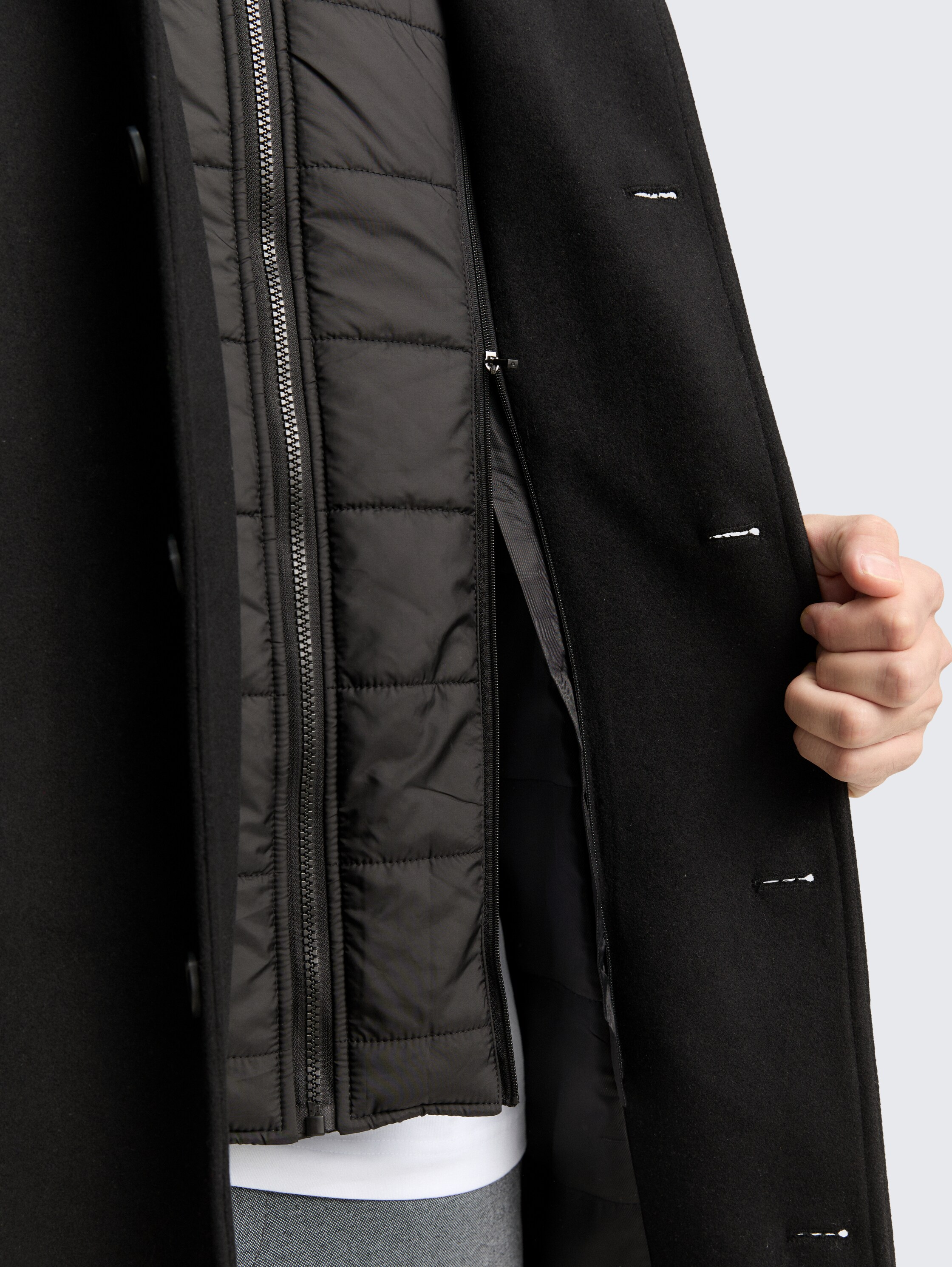 2-in-1 Wollmantel mit abnehmbarer Innenjacke - black - 