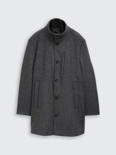 2-in-1 Wollmantel mit abnehmbarer Innenjacke - dark grey black herringbone - Vorder-Produkt-Ansicht