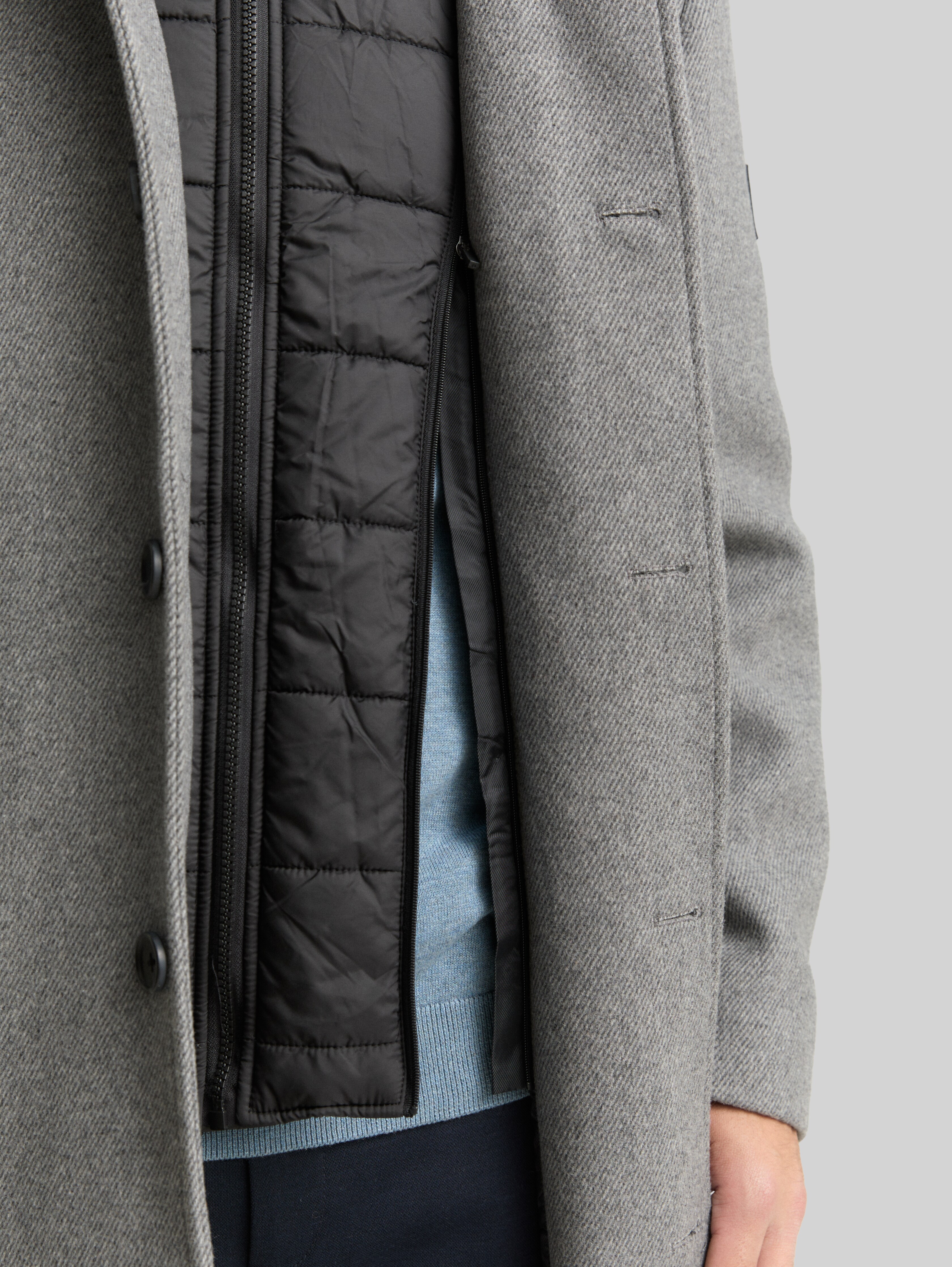 2-in-1 woollen coat with detachable inner jacket in grey by Tom Tailor