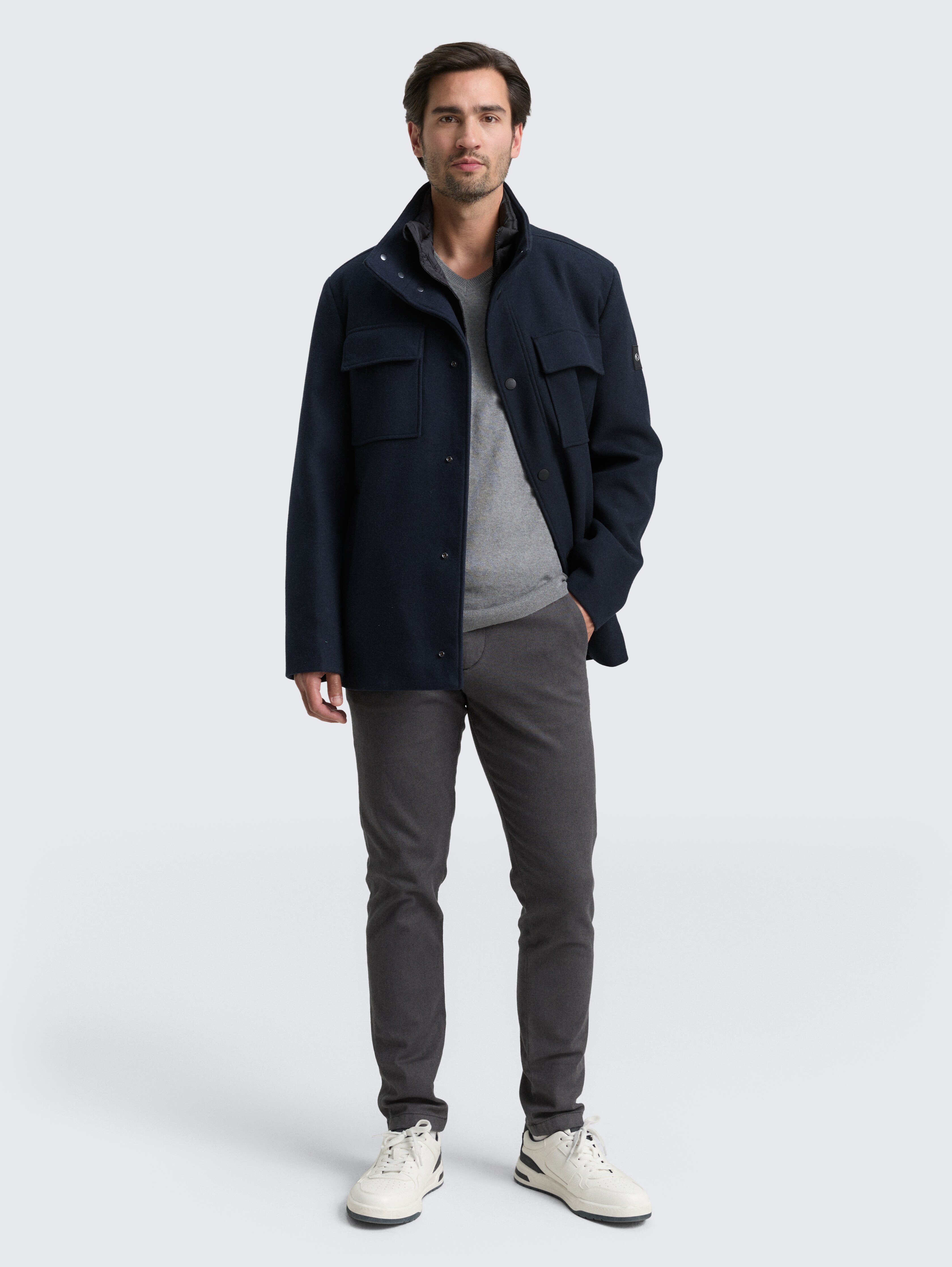 2-in-1 wool jacket with detachable inner jacket in blue by Tom Tailor