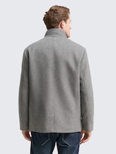 2-in-1 wollen jack met uitneembaar binnenjack - light stone grey wool twill - Model-achteraanzicht