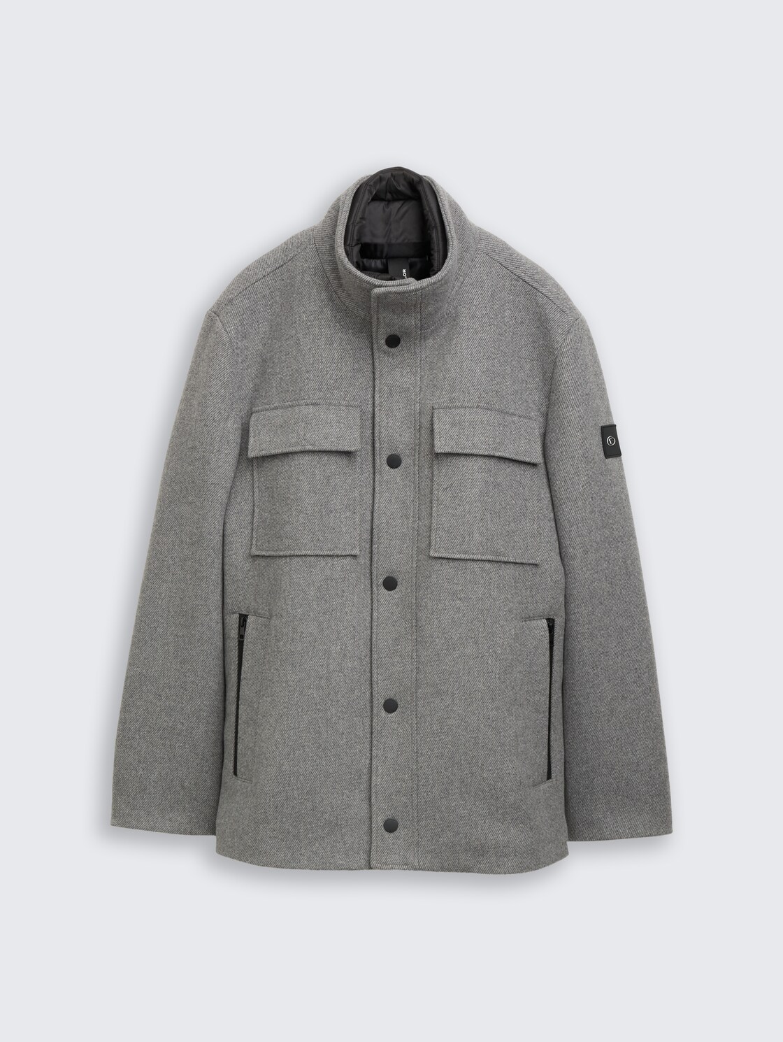 2-in-1 Wolljacke mit abnehmbarer Innenjacke - light stone grey wool twill - Vorder-Produkt-Ansicht