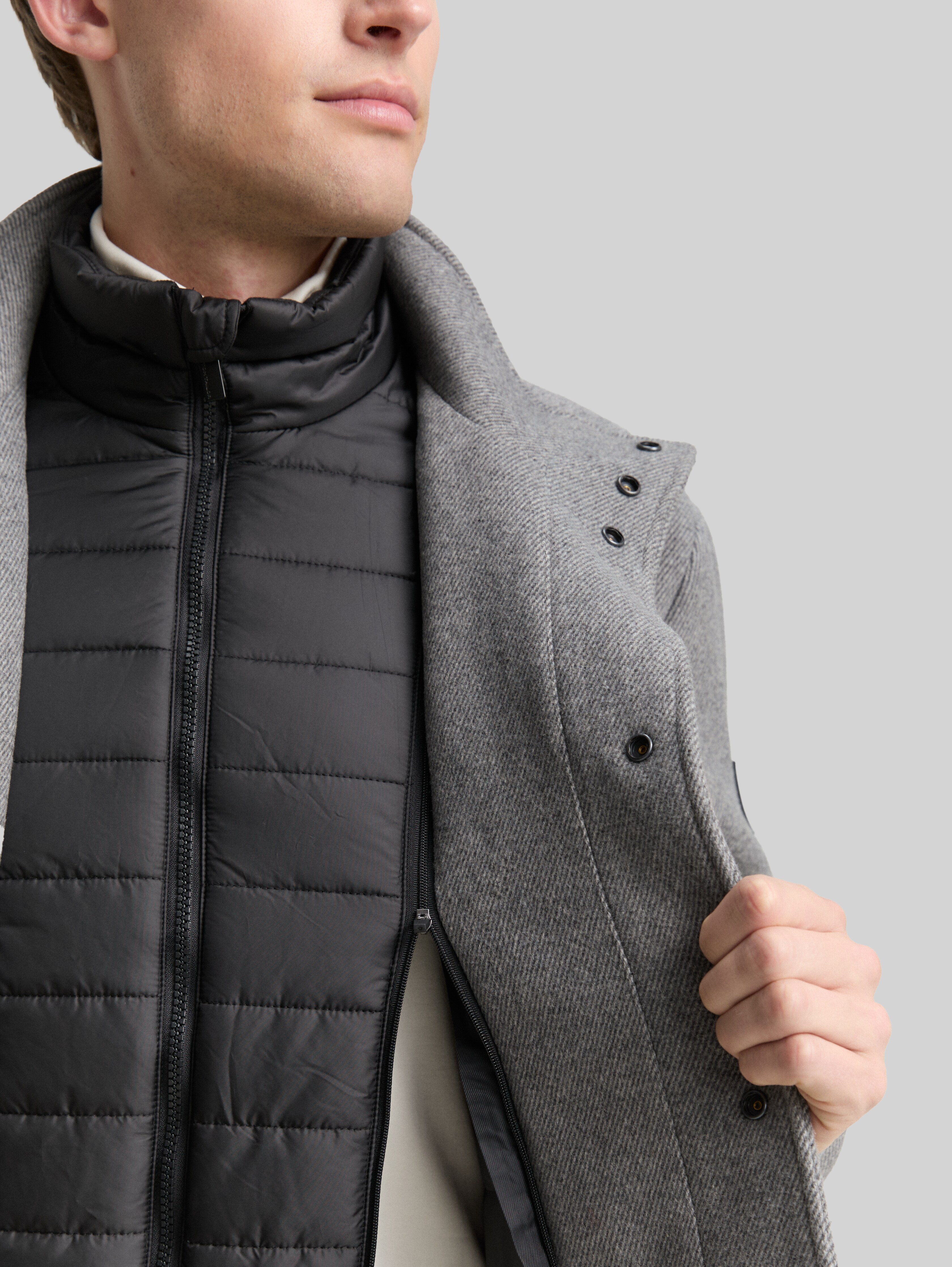 2-in-1 wool jacket with detachable inner jacket in grey by Tom Tailor