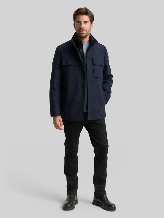 2-in-1 Wolljacke mit abnehmbarer Innenjacke von Men, blue small herringbone