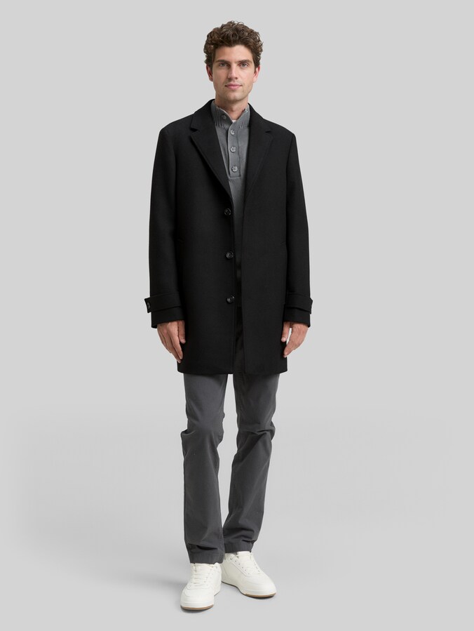 Wollmantel mit Reverskragen von Men, Black