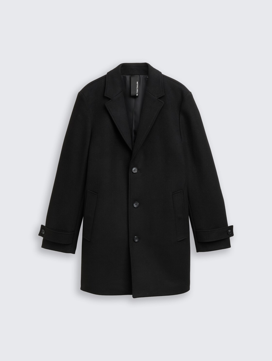 Wollmantel mit Reverskragen - Black - Vorder-Produkt-Ansicht