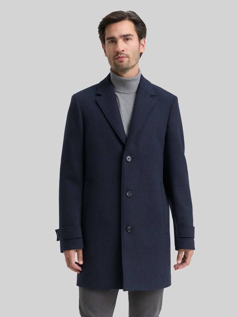 Wollmantel mit Reverskragen von Men, blue small herringbone