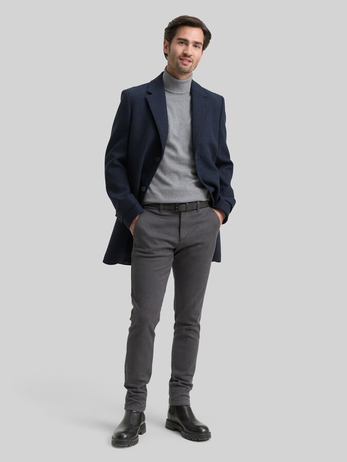 Manteau en laine avec col à revers par Men, blue small herringbone
