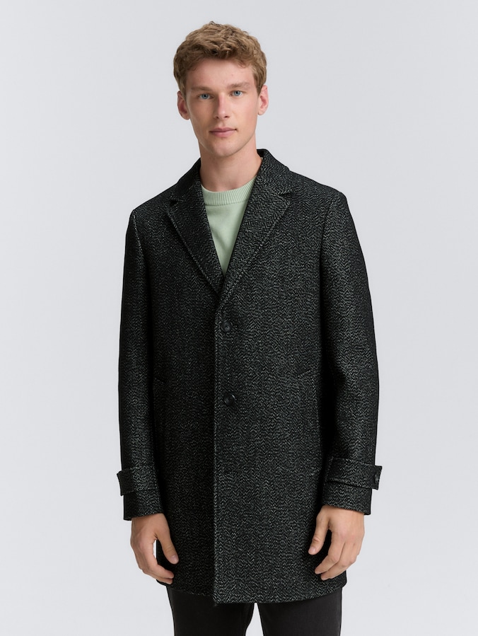 Wollen jas met reverskraag door Men, fussy salt and pepper