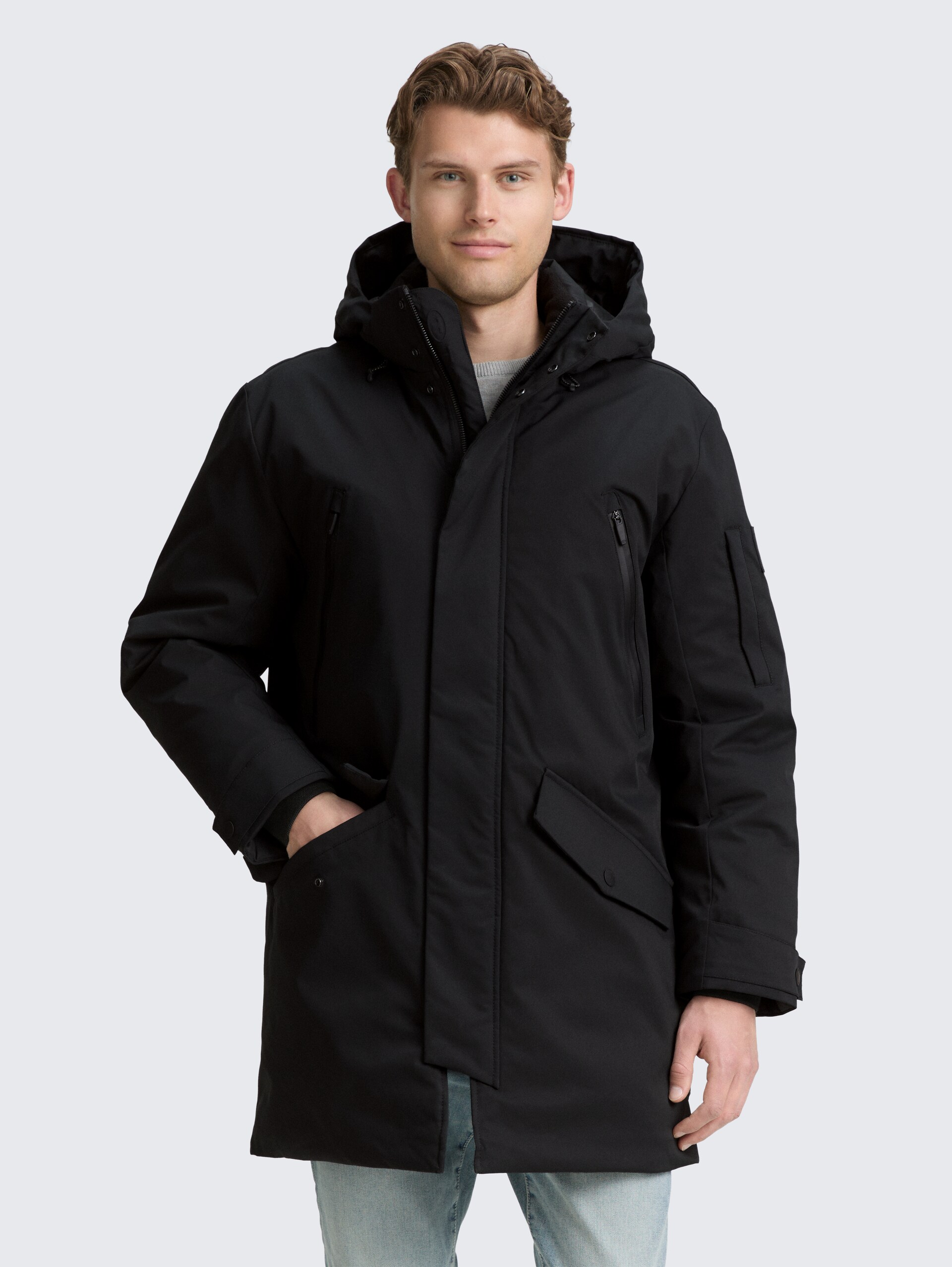 TT.PRO.TECH Parka mit abnehmbarer Kapuze - Black - Model-Vorderansicht