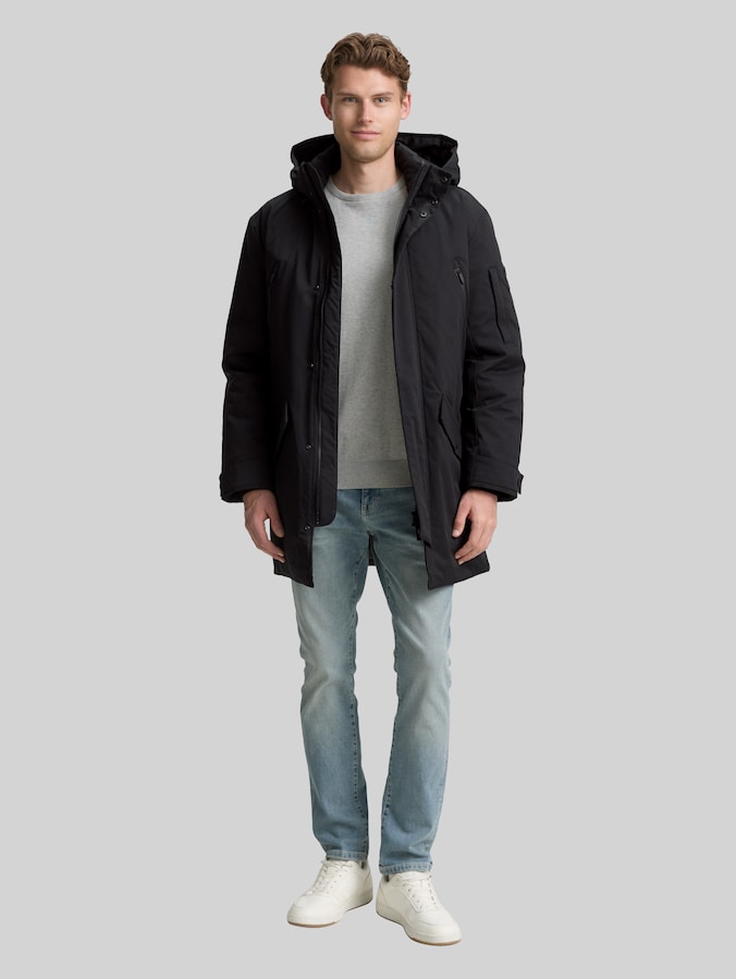 TT.PRO.TECH parka with detachable hood by Men, Black