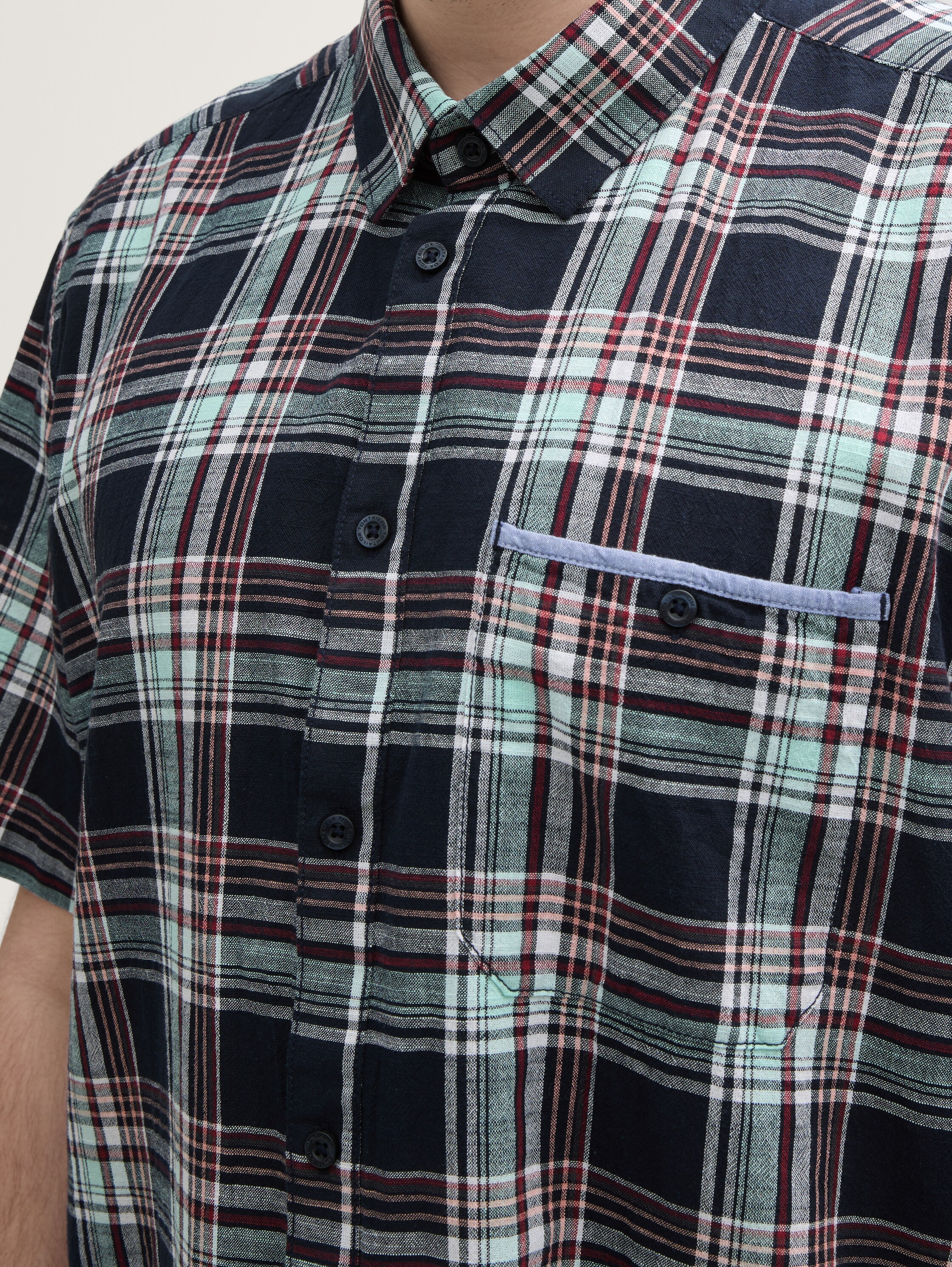 Plus Size - Regular Fit Kurzarmhemd mit Karomuster - navy_multicol_check - 