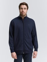 Plus Size - Sweatjacke mit Stehkragen - sky captain blue - Ausschnitt Model-Vorderansicht