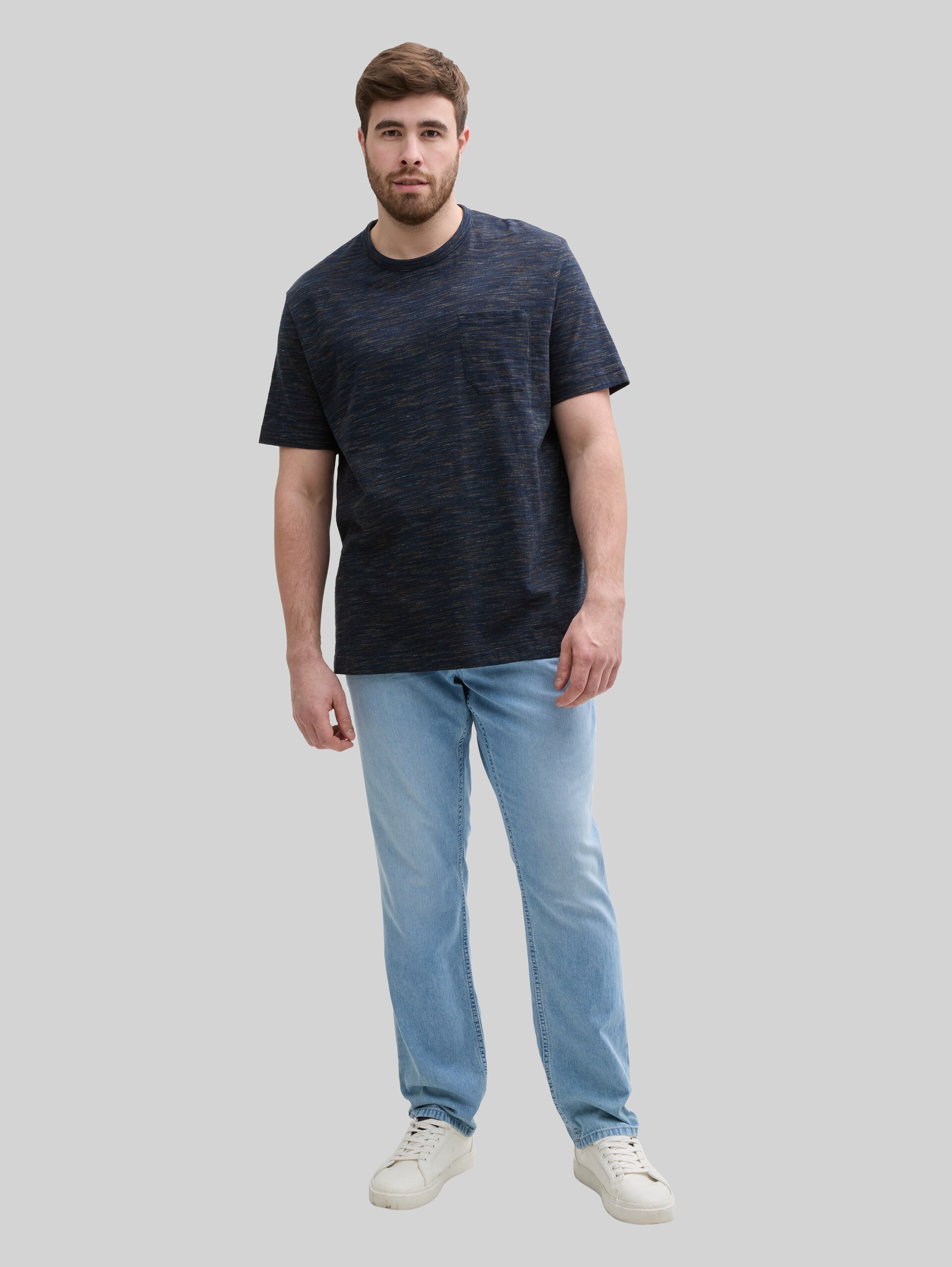 Plus Size - TTPLUS REGULAR Jeans - Used Bleached Blue Denim - Model front view