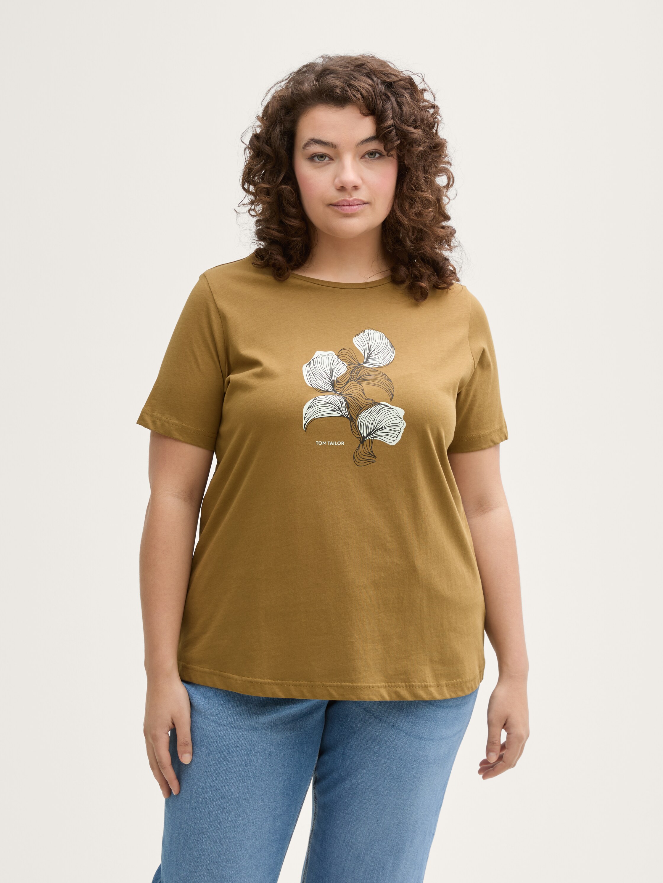 Plus Size - T-Shirt mit Print - nutria_olive - 