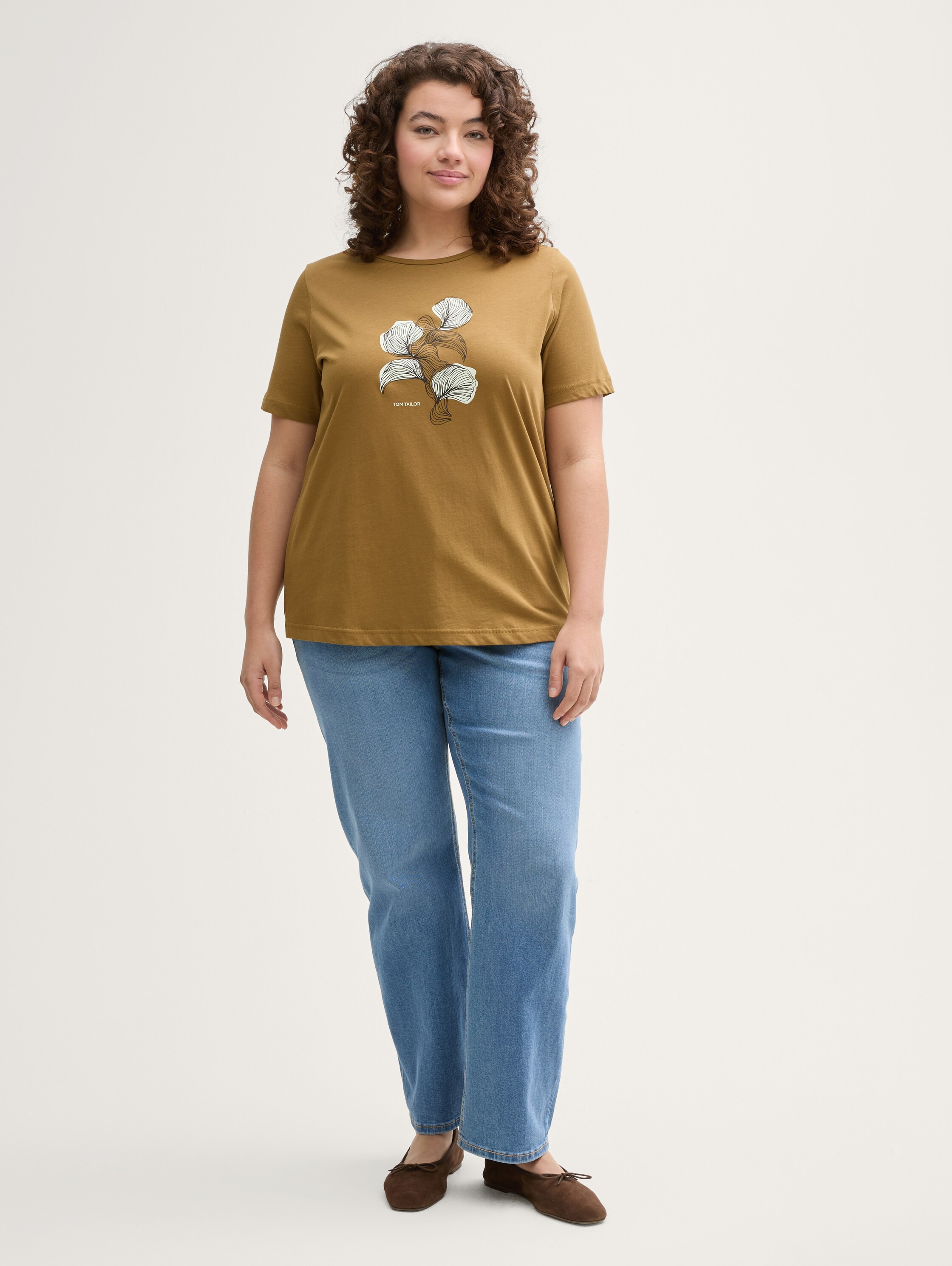 Plus Size - T-Shirt mit Print - nutria_olive - 
