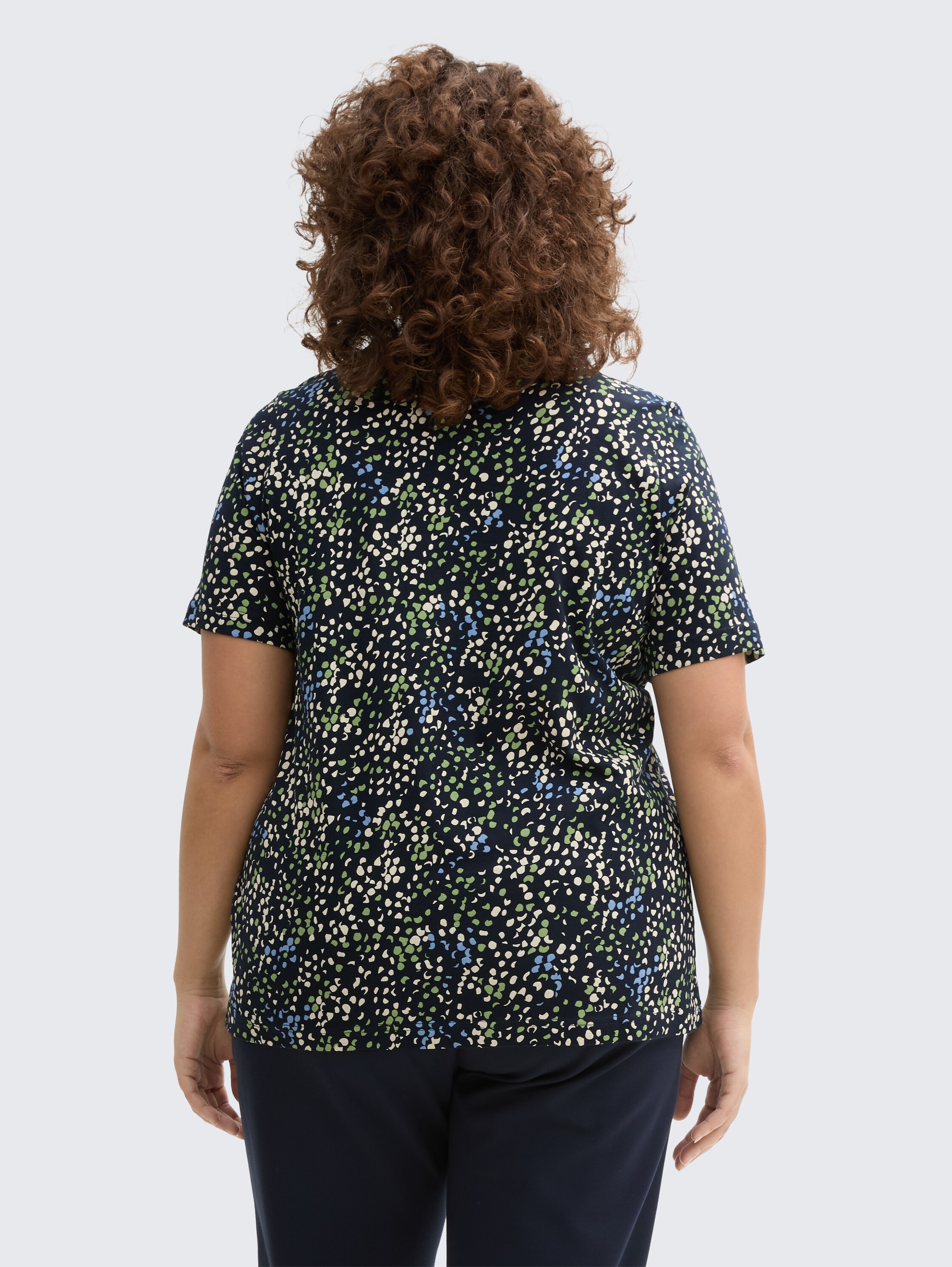 Plus Size - T-Shirt mit Print - multicolor_navy_dot_structure - 