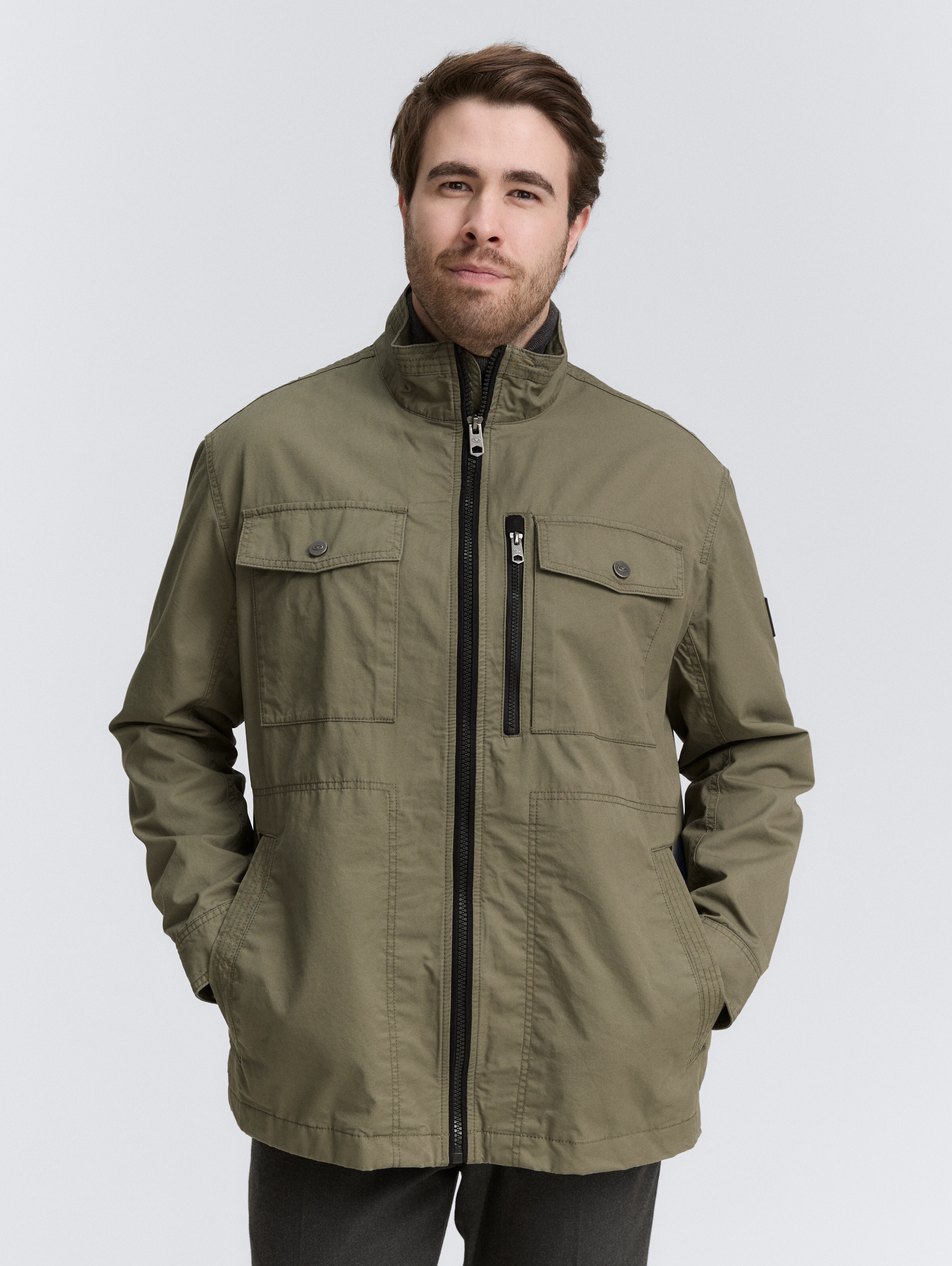 Plus Size - Fieldjacket aus Baumwolle von Men Plus Size, smokey olive green