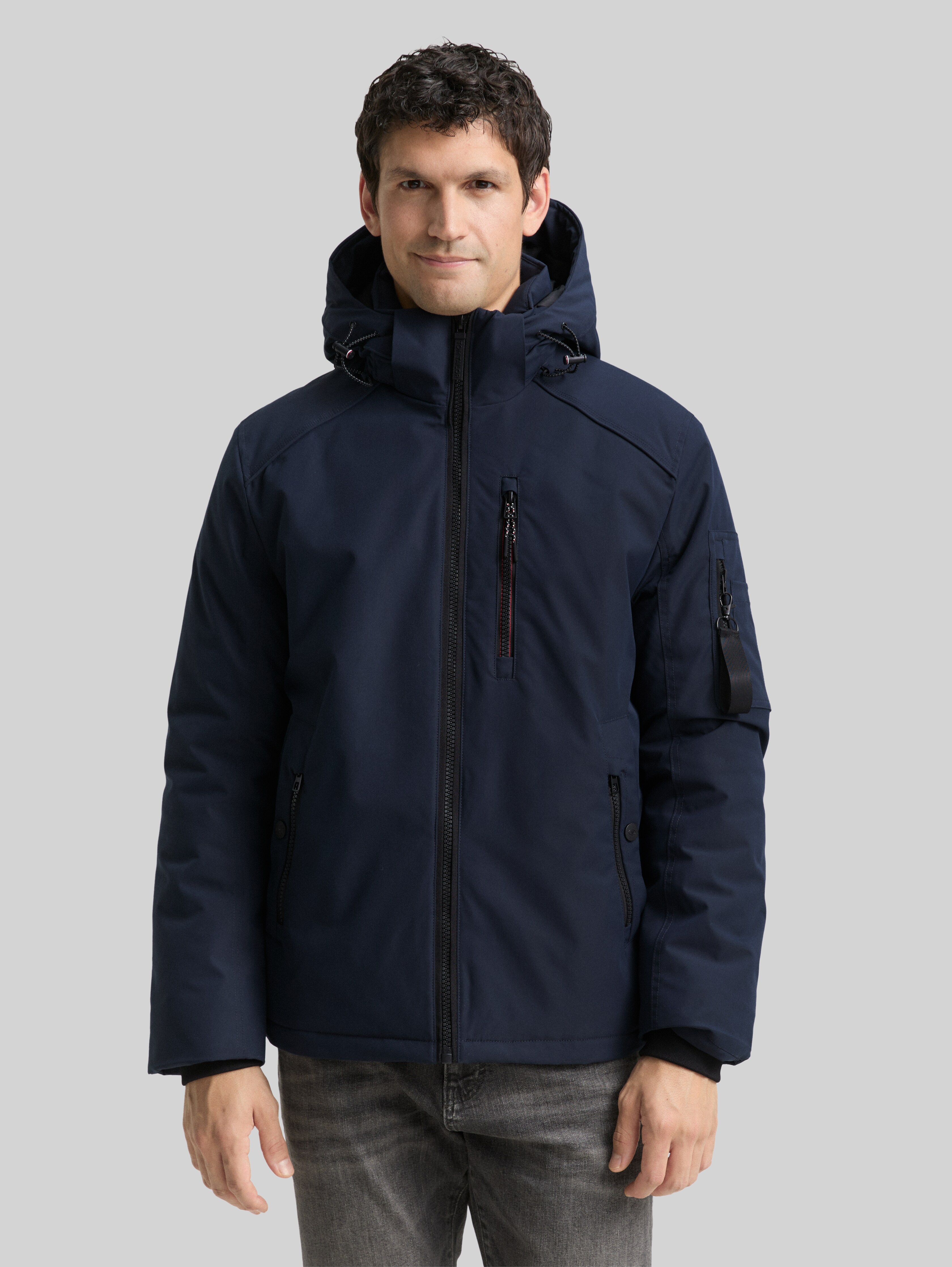 TOM TAILOR Herren Übergangsjacke Mit Kapuze – Stehkragen, Regular Fit, Polyester Mit Stretch