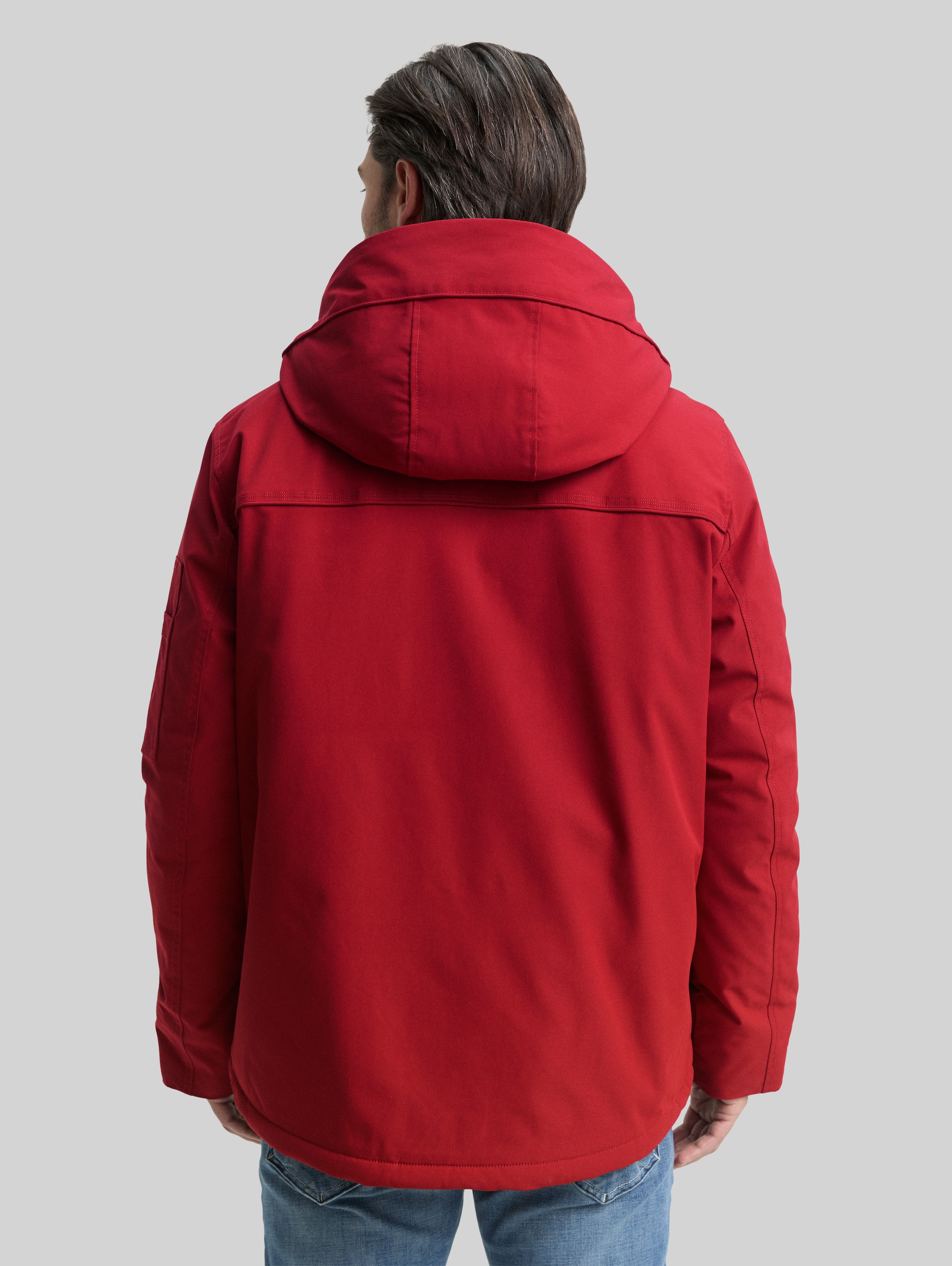 Winterjacke mit abnehmbarer Kapuze - Coach Red - Model-Rückansicht