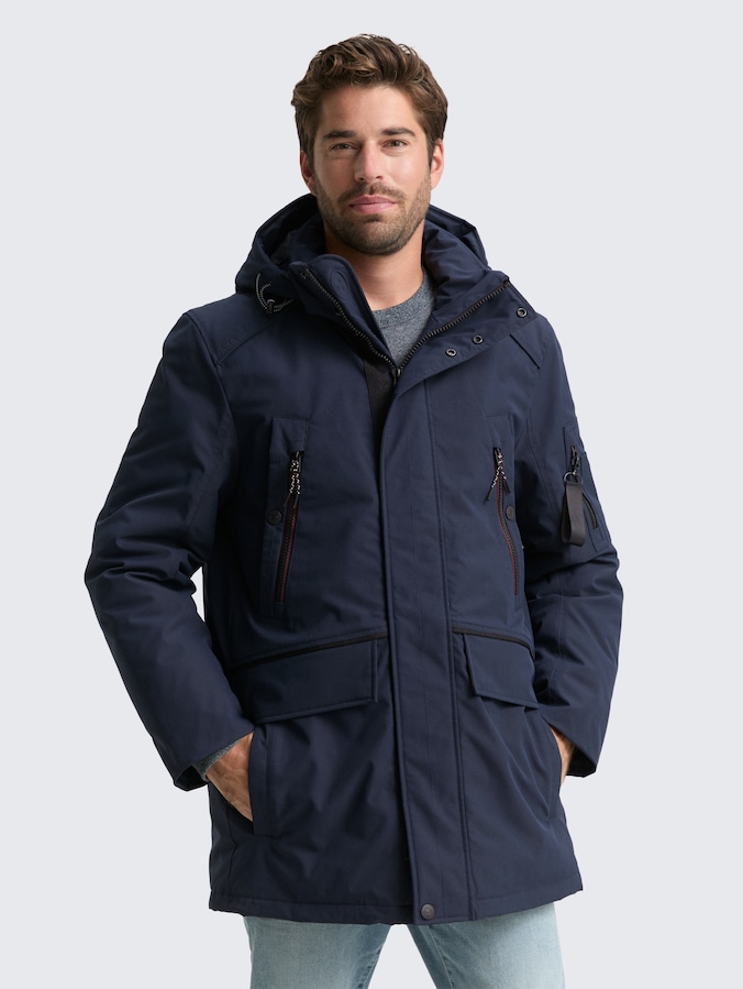 Arctic parka with detachable hood by Men, sky captain blue