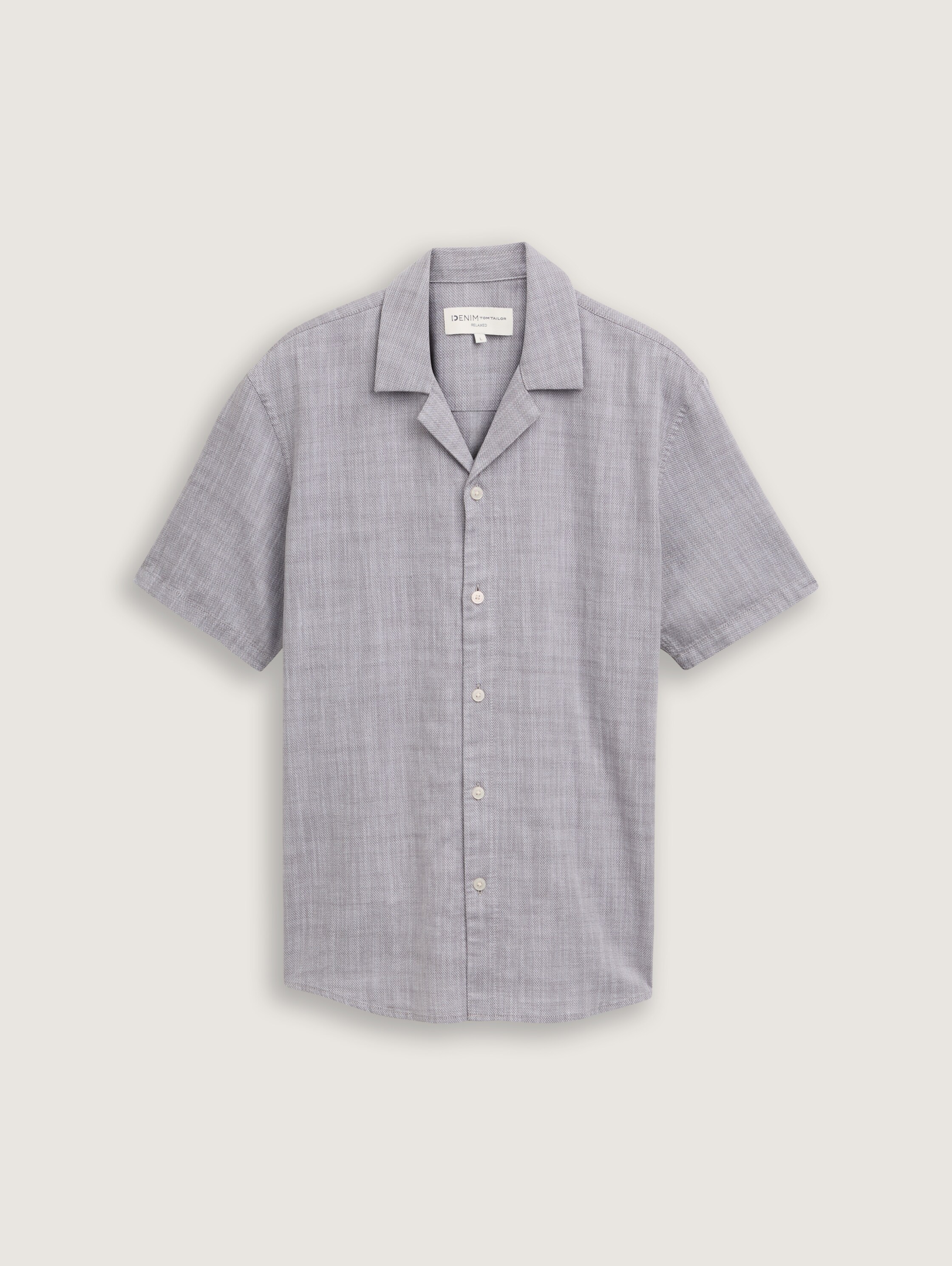 Relaxed Fit Kurzarmhemd aus Baumwolle - pavement_grey_white_structure - 