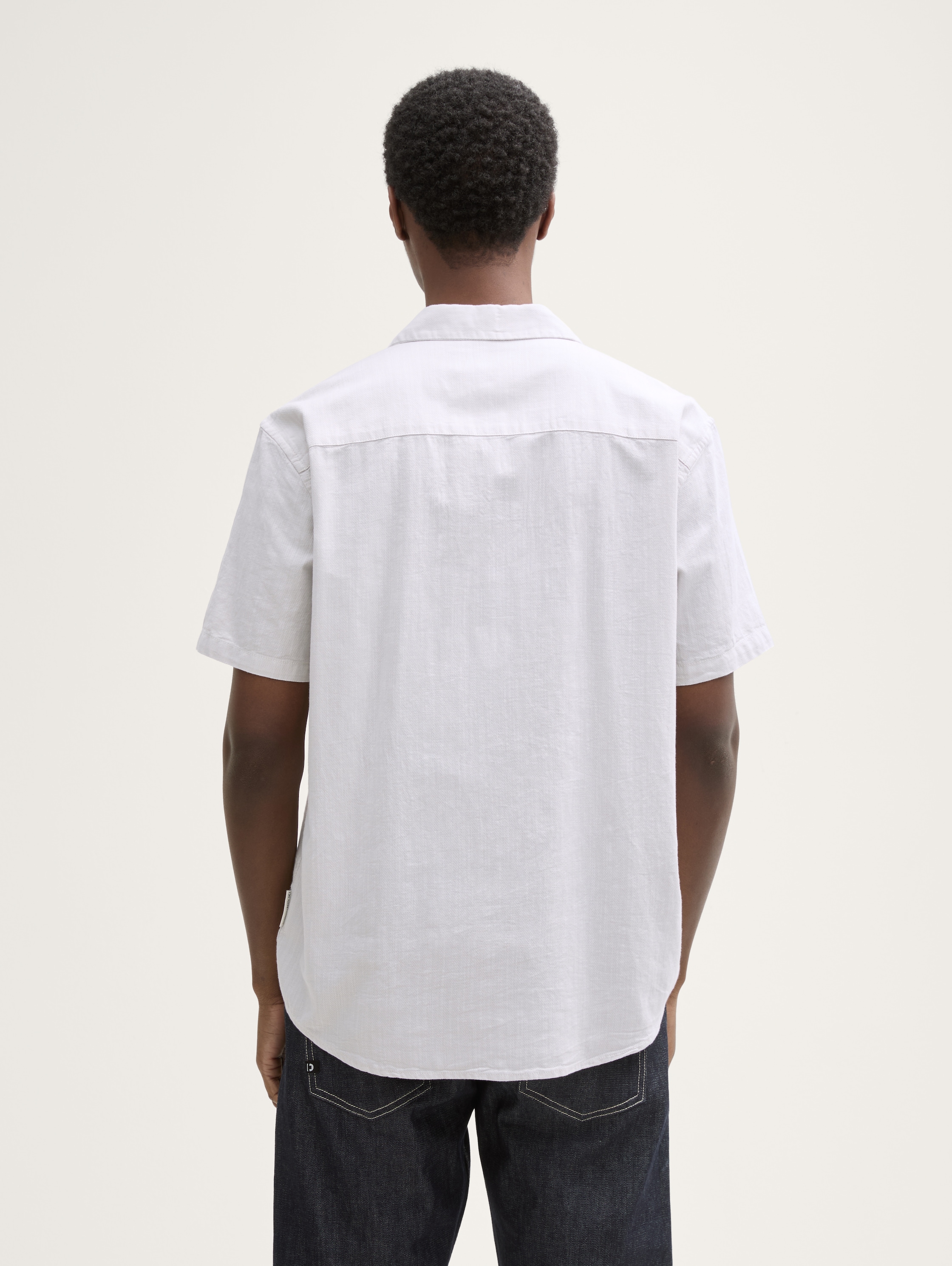 Relaxed Fit Kurzarmhemd aus Baumwolle - chalk_grey_white_structure - 