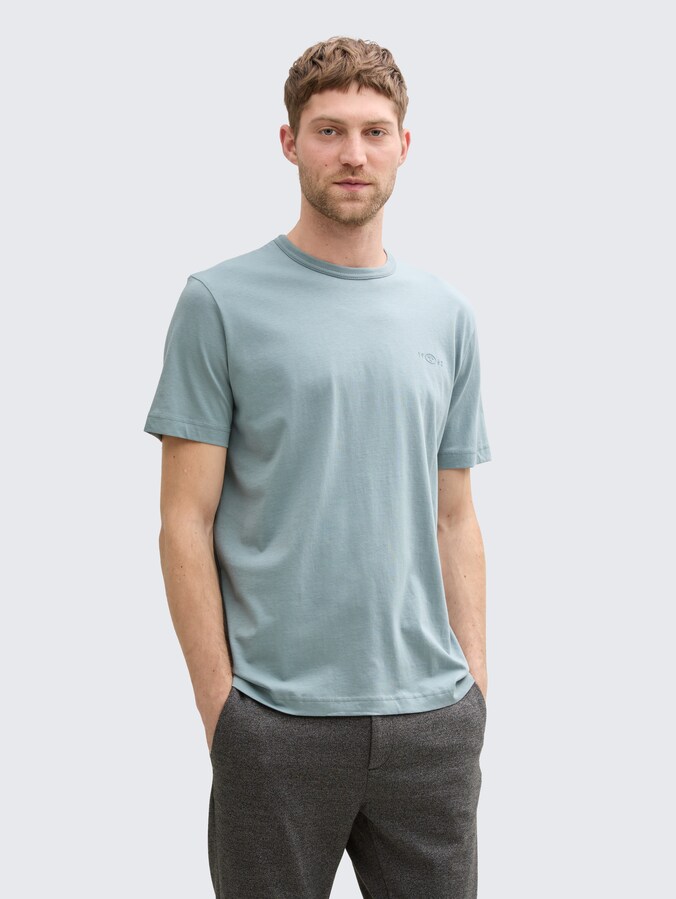 Cotton T-shirts with logo print, 2-pack by Men, grey mint