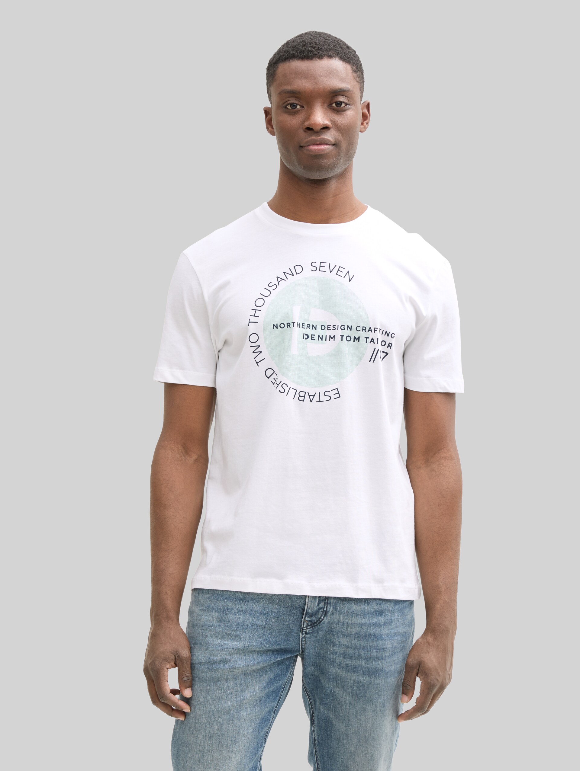 T-Shirts mit Print im 3er-Pack - sky captain blue - Ausschnitt Model-Vorderansicht