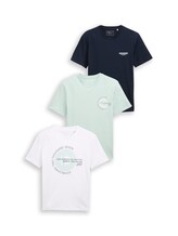 Ausgewählt, T-Shirts mit Print im 3er-Pack von Tom Tailor, blau