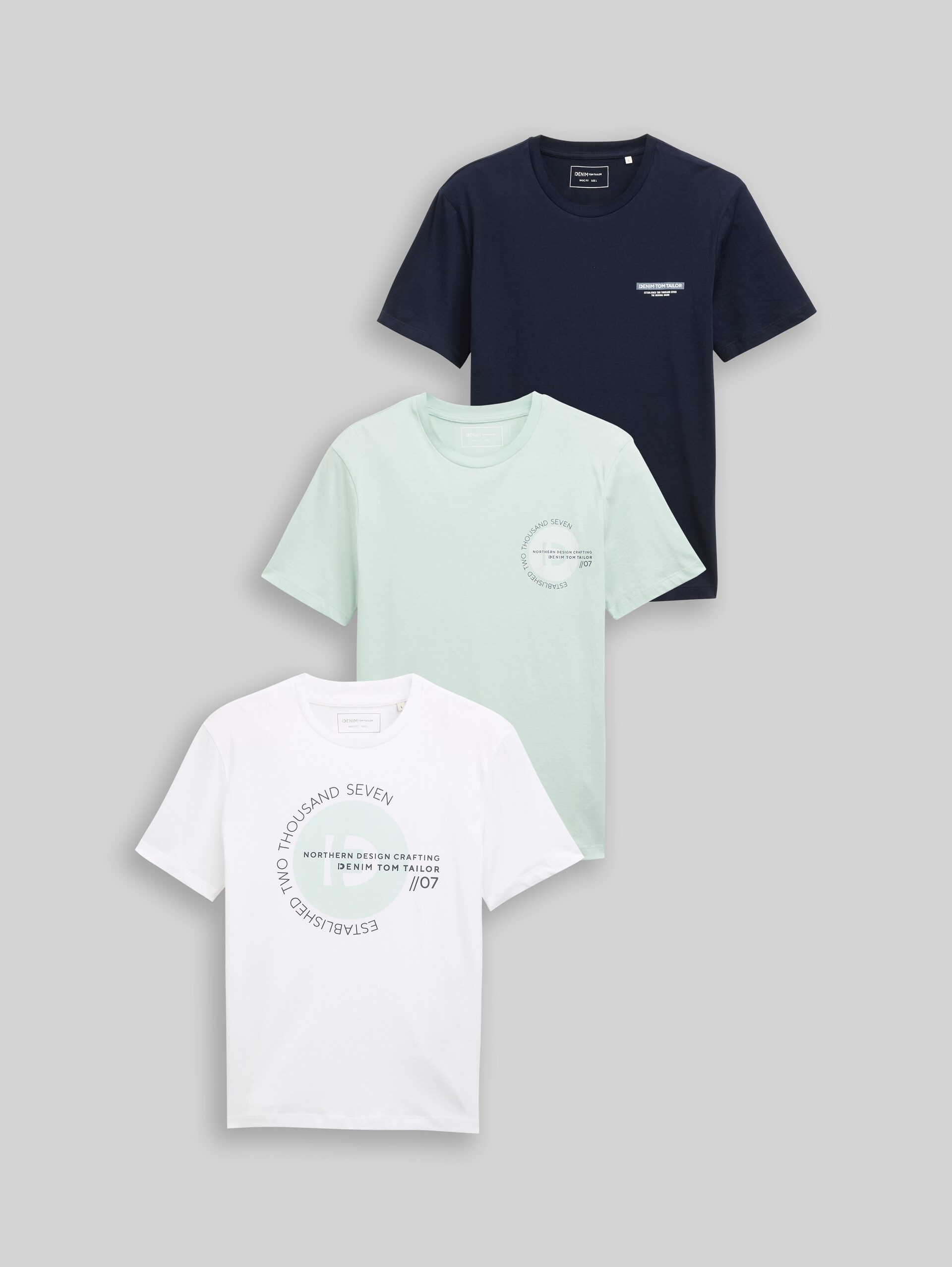 T-Shirts mit Print im 3er-Pack - sky captain blue - Vorder-Produkt-Ansicht