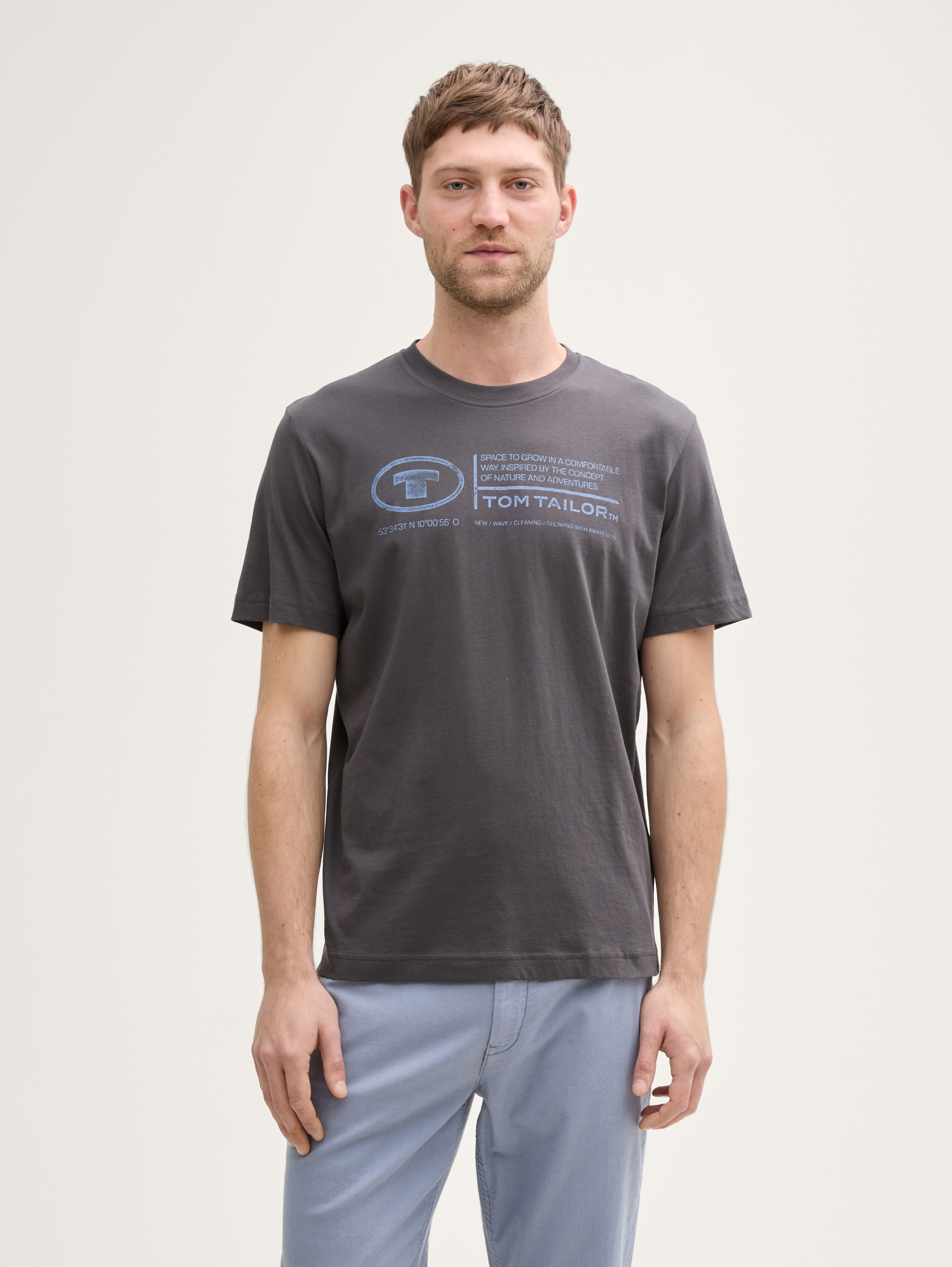 T-Shirts mit Print im 2er-Pack - deep bluish green - Ausschnitt Model-Vorderansicht