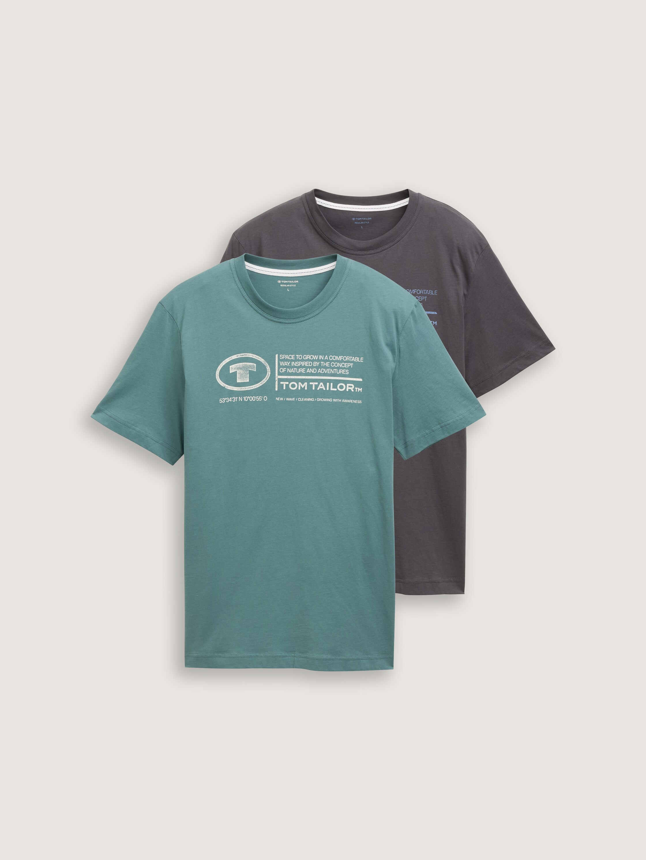 T-Shirts mit Print im 2er-Pack - deep bluish green - Vorder-Produkt-Ansicht