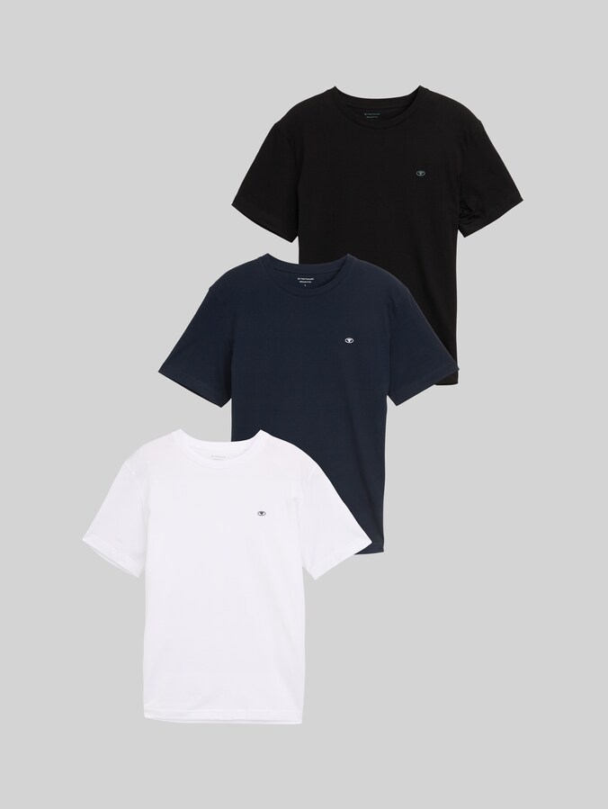 T-shirts basiques en pack de trois par Men, White