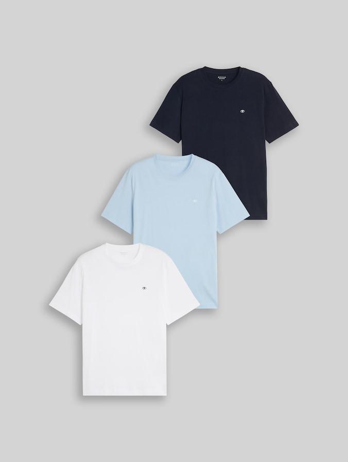 Basic T-Shirts im 3er-Pack von Men, light blue grey