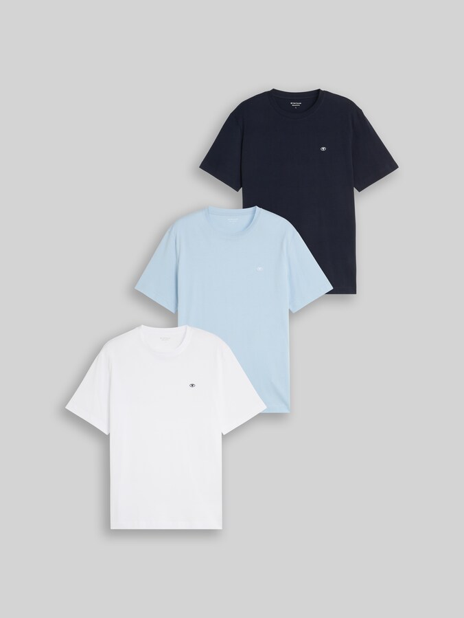 Basic T-Shirts im 3er-Pack von Men, light blue grey