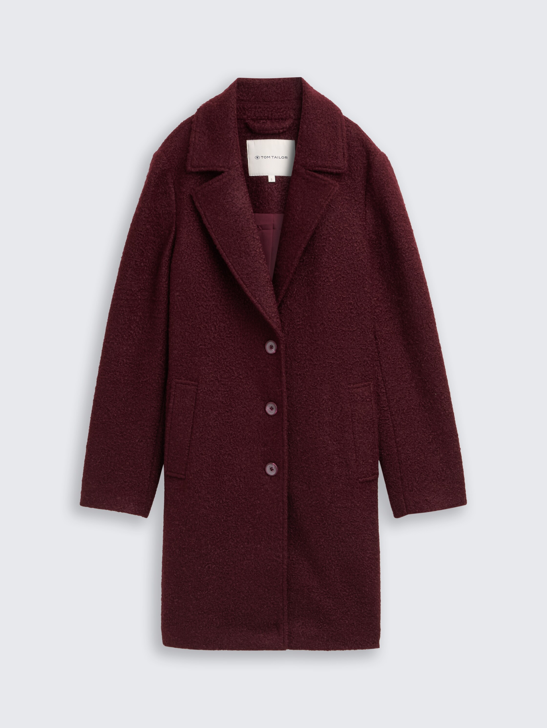 Bouclé coat with lapel collar - zinfandel_red_1 - 