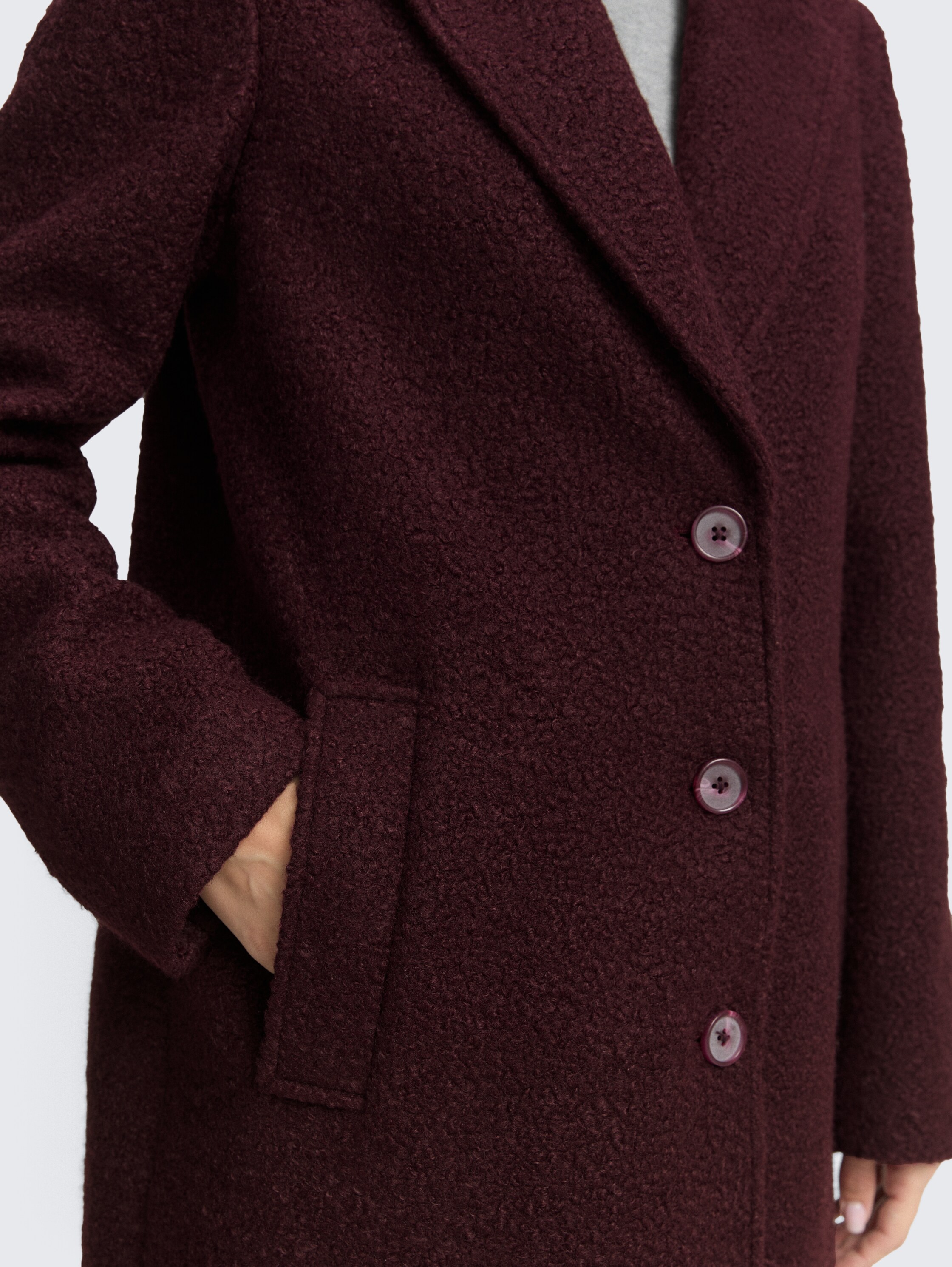 Bouclé coat with lapel collar - zinfandel_red_1 - 