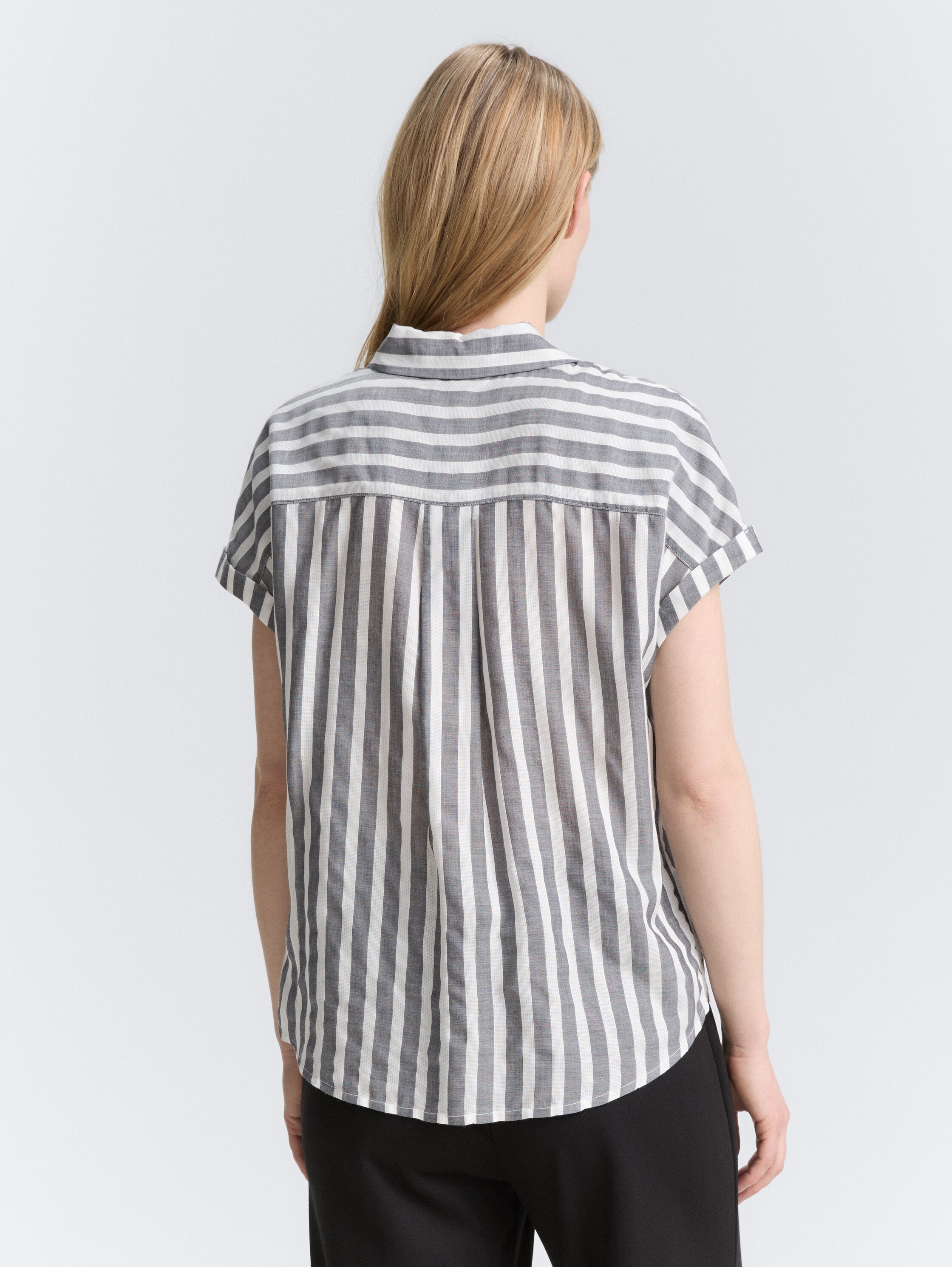 Loose Fit Bluse mit Streifenmuster - offwhite_navy_vertical_stripe - 