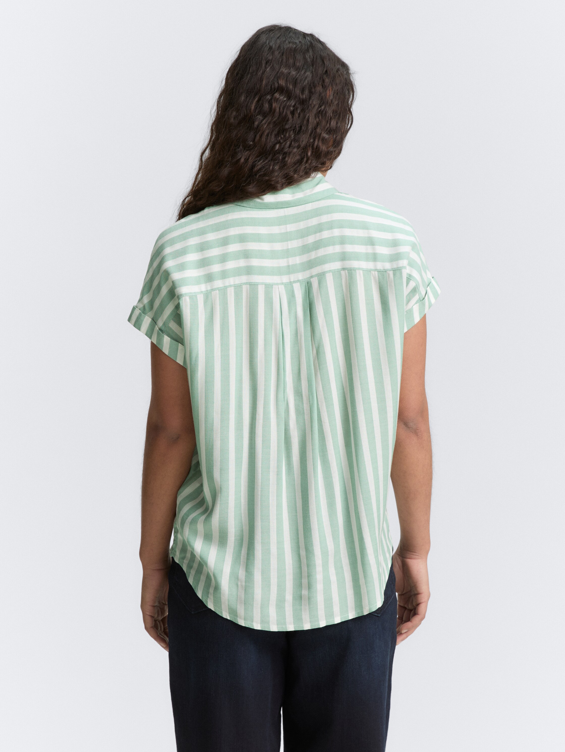 Loose Fit Bluse mit Streifenmuster - faded_green_off_white_stripe - 