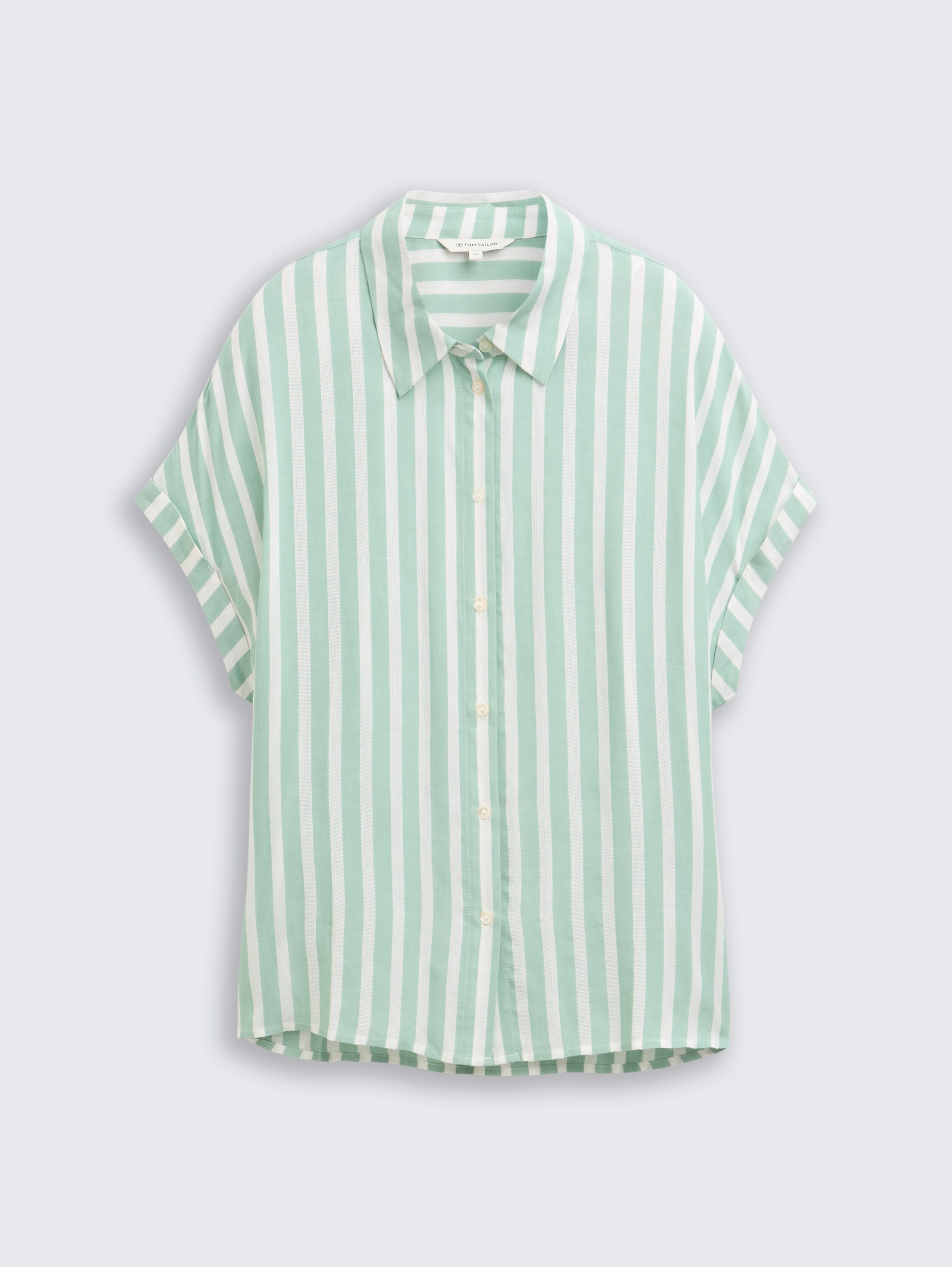 Loose Fit Bluse mit Streifenmuster - faded_green_off_white_stripe - 