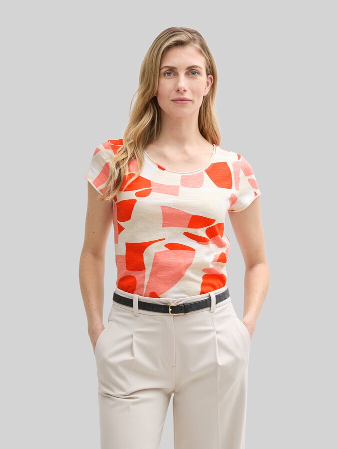 T-Shirt mit Rundhalsausschnitt von Women, red dots and shapes design