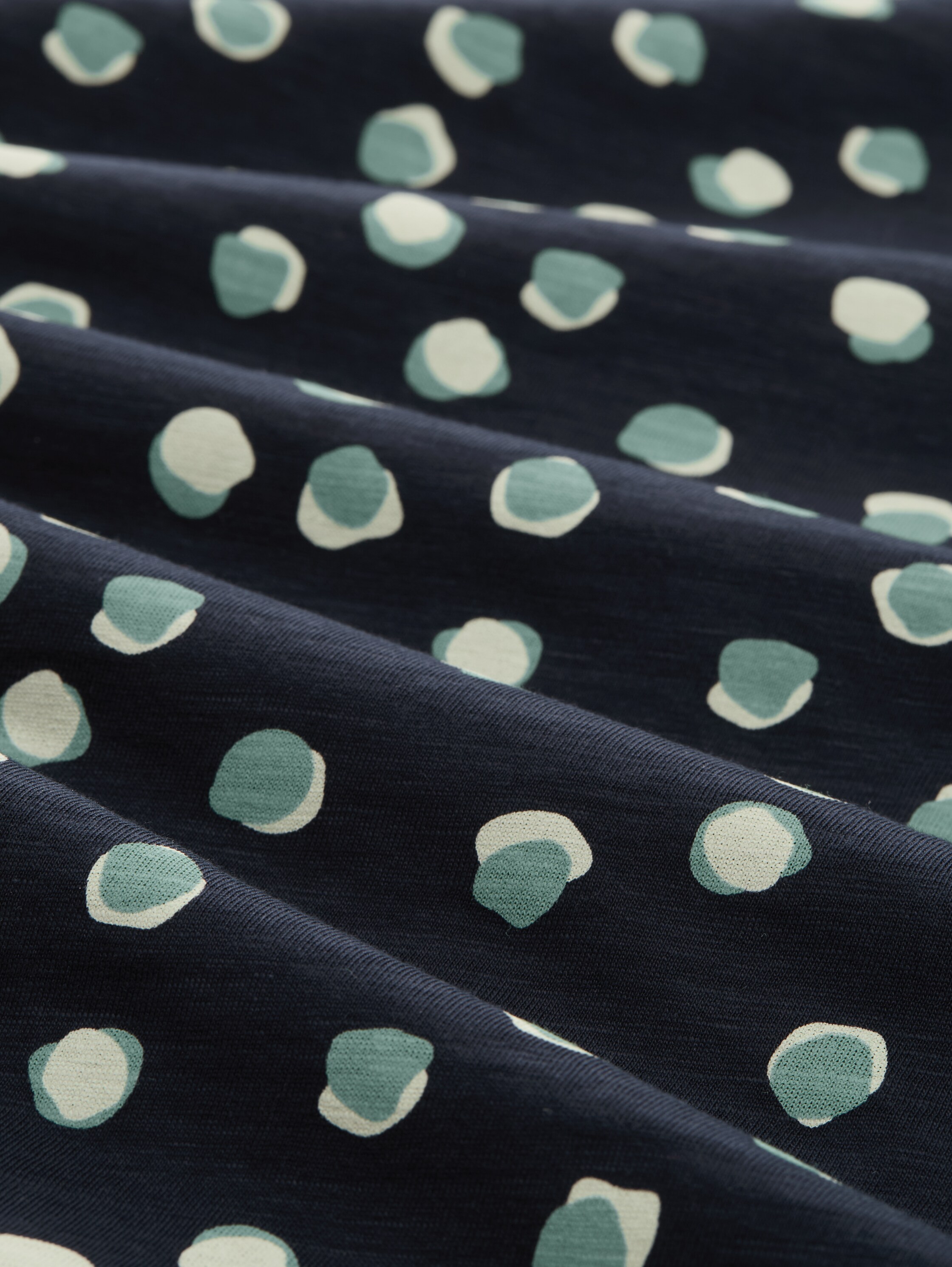 T-Shirt mit Rundhalsausschnitt - navy green dots - Material-Ansicht
