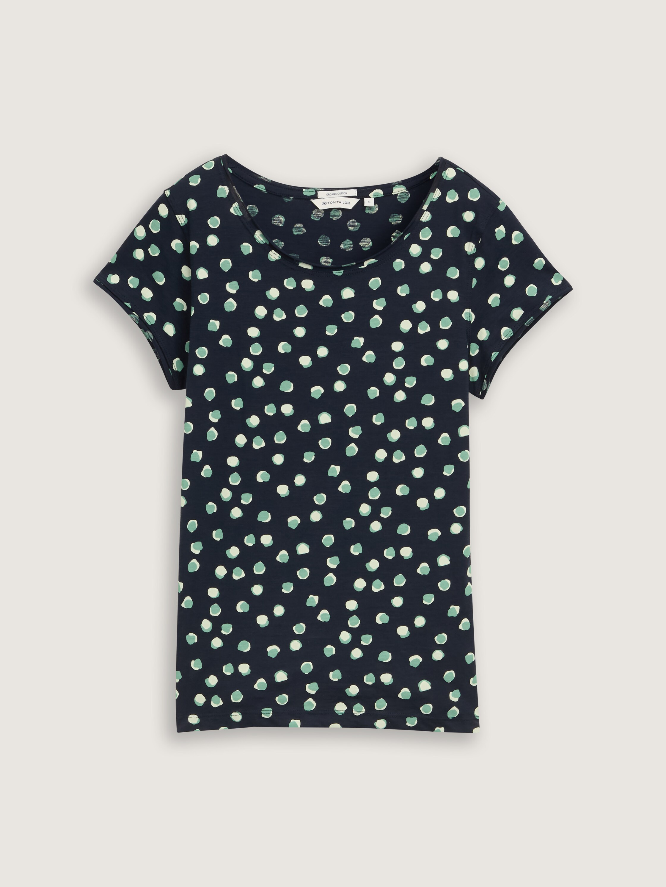 T-Shirt mit Rundhalsausschnitt - navy green dots - Vorder-Produkt-Ansicht